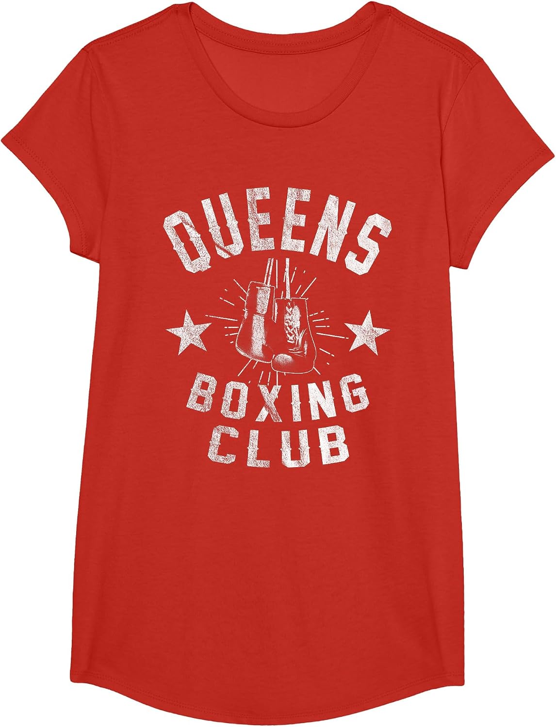 Queens Boxing Club - Vintage Distressed Boxer T-Shirt T-Shirt - Girls Red
