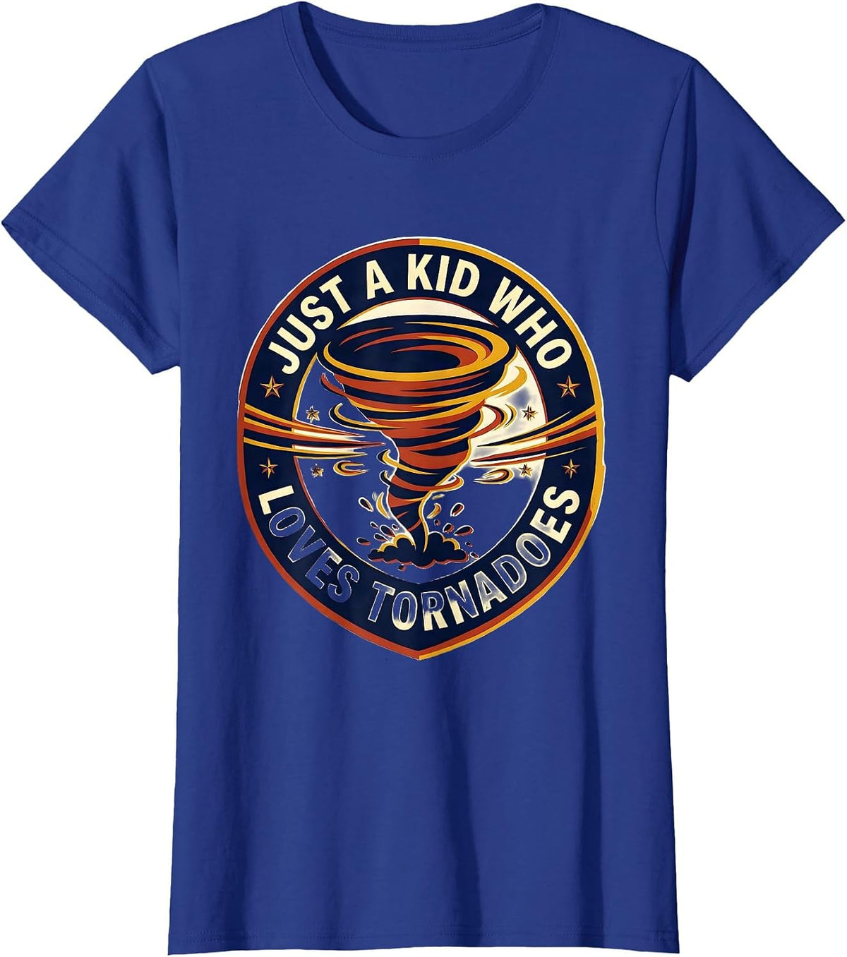 Women's Just A Kid Who Loves Tornadoes Funny Storm Chaser T-Shirt - Royal Blue