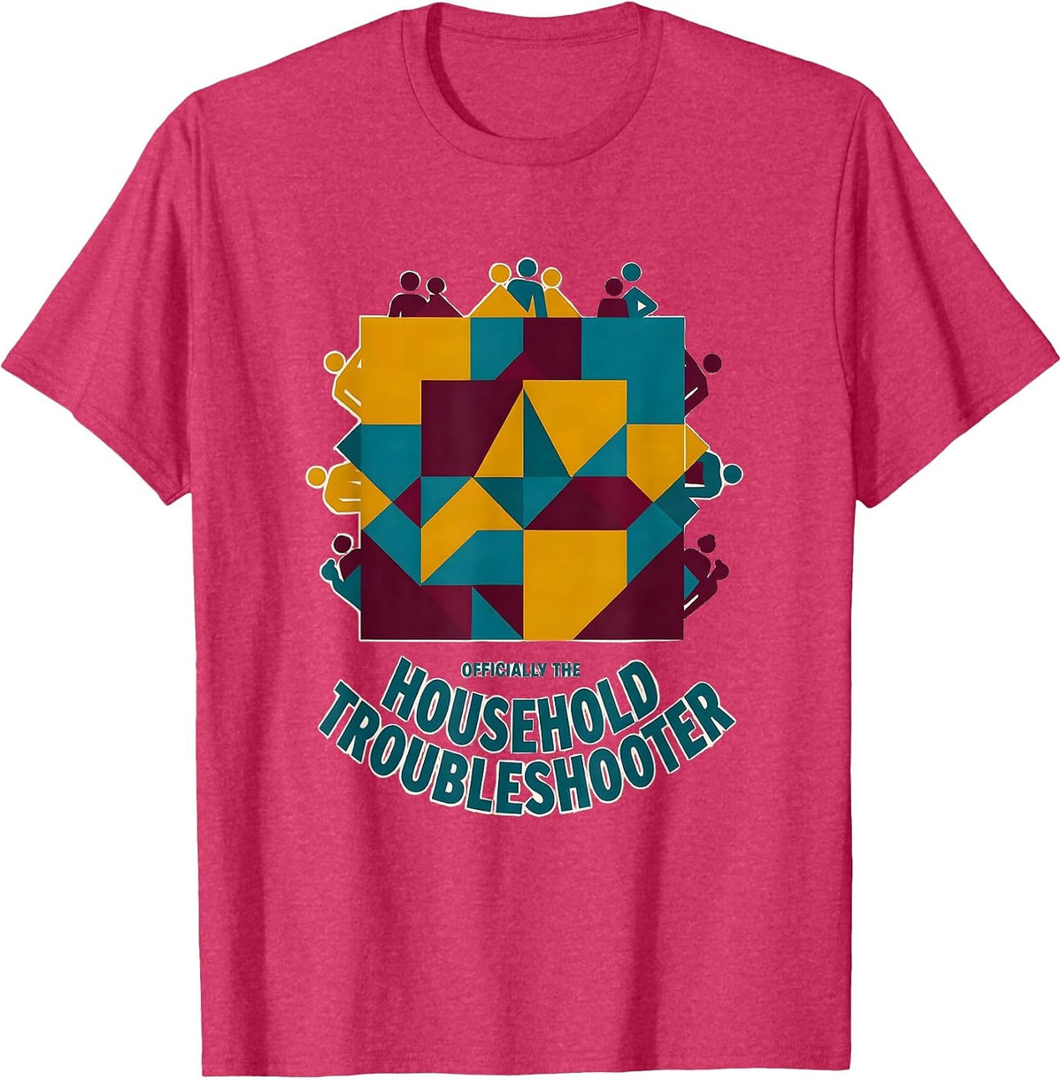 Officially The Household Troubleshooter Funny IT Tech Humor T-Shirt - Red Heather