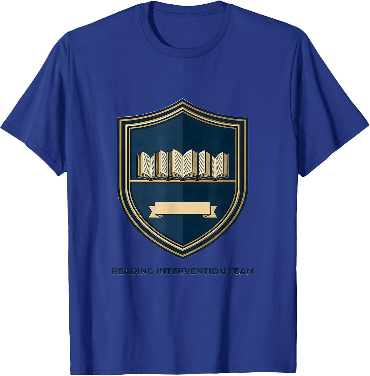 Men's Reading Intervention Team Literacy Teacher Squad Emblem T-Shirt - Royal Blue