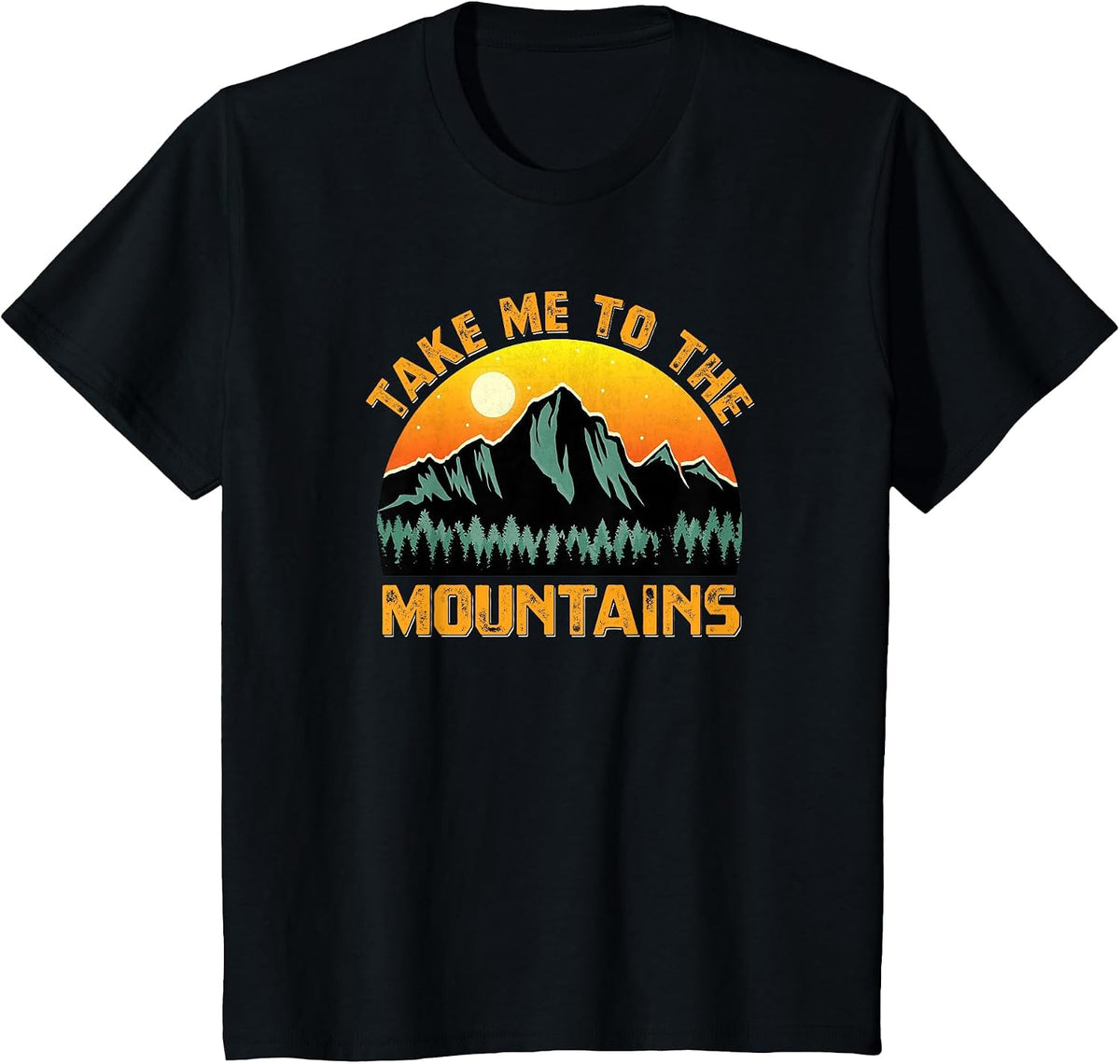 Take Me to The Mountains Vintage Style Outdoor Sunset T-Shirt - Black