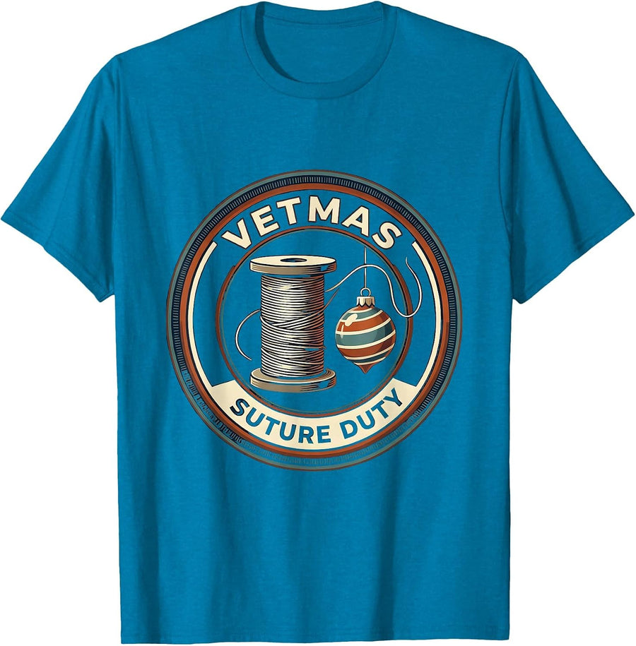 Vetmas Suture Duty Funny Vet Tech Christmas Veterinary Crew T-Shirt - Sapphire Blue