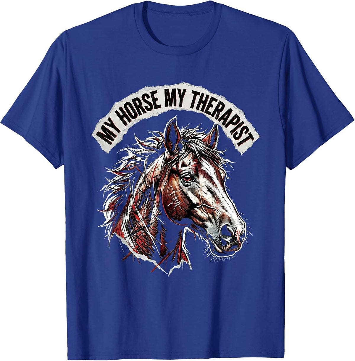 My Horse My Therapist Equestrian Design T-Shirt - Royal Blue