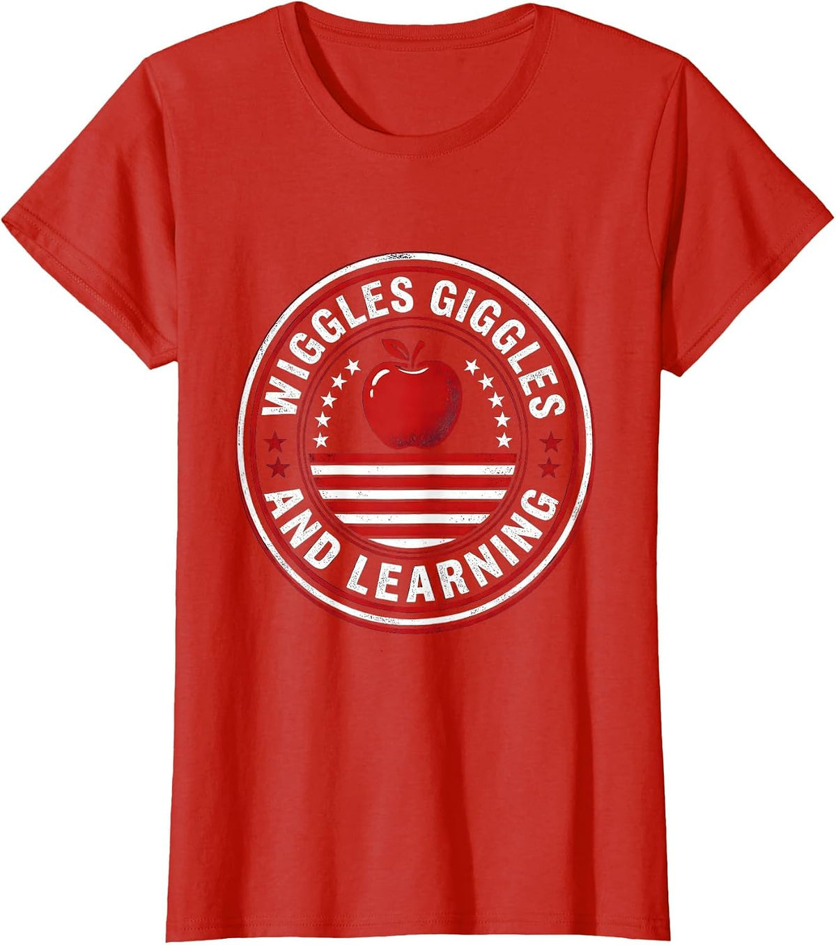 Wiggles Giggles and Learning PreK Teacher Design T-Shirt - Red