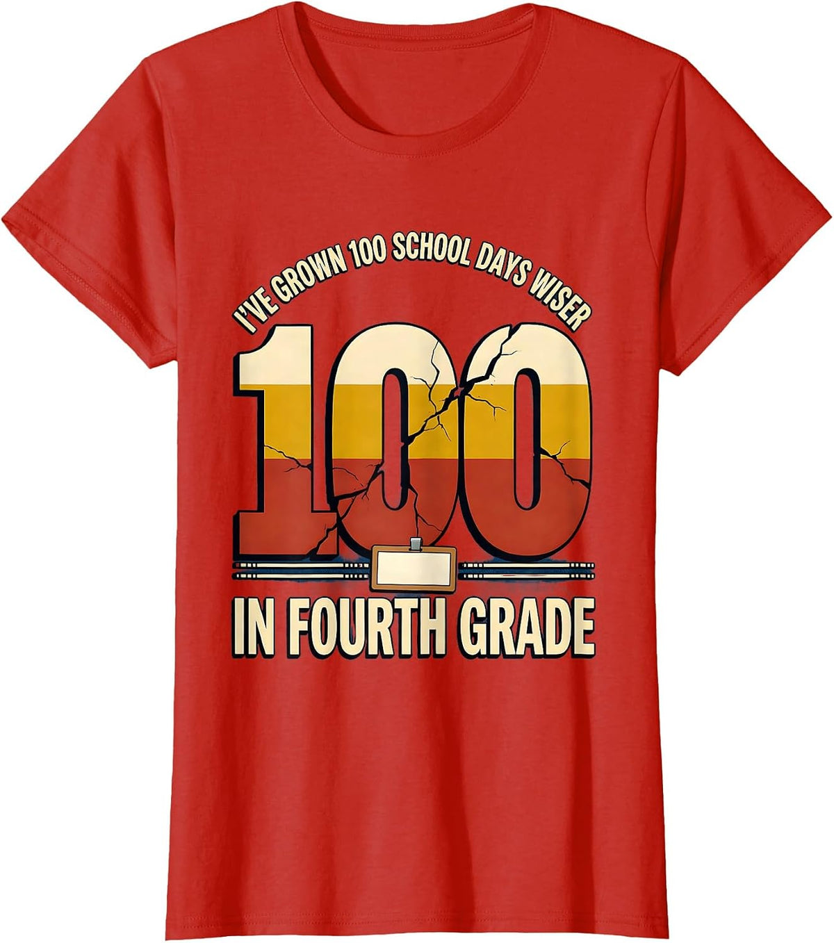 Women's I've Grown 100 School Days Wiser In Fourth Grade Teacher T-Shirt - Red