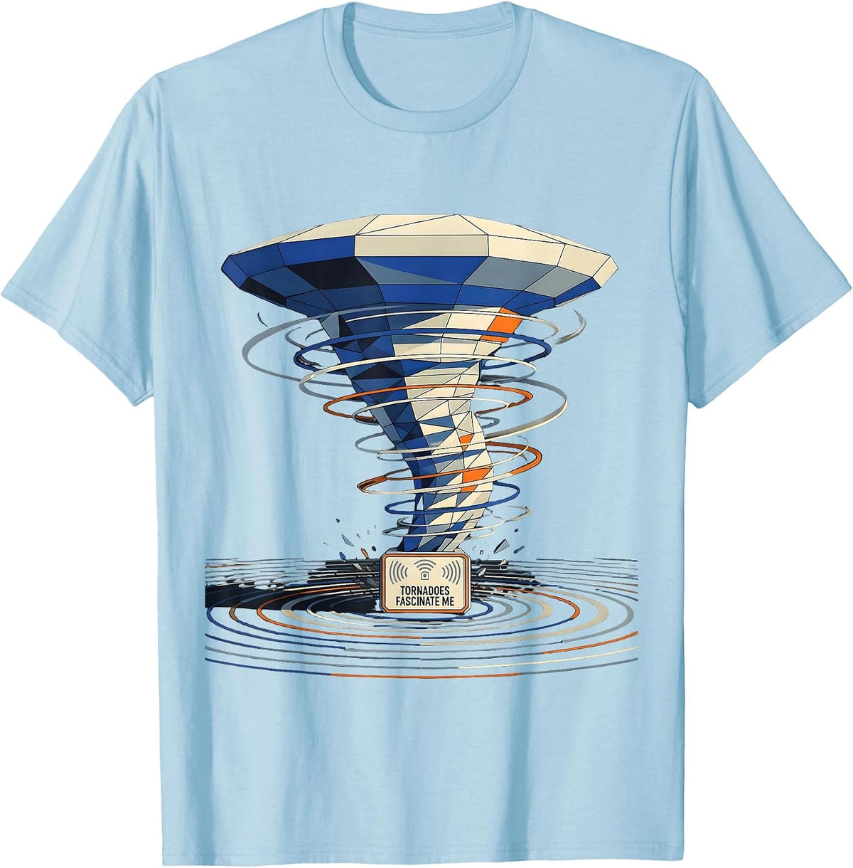Men's Tornadoes Fascinate Me Geometric Storm Chaser Meteorology T-Shirt - Baby Blue