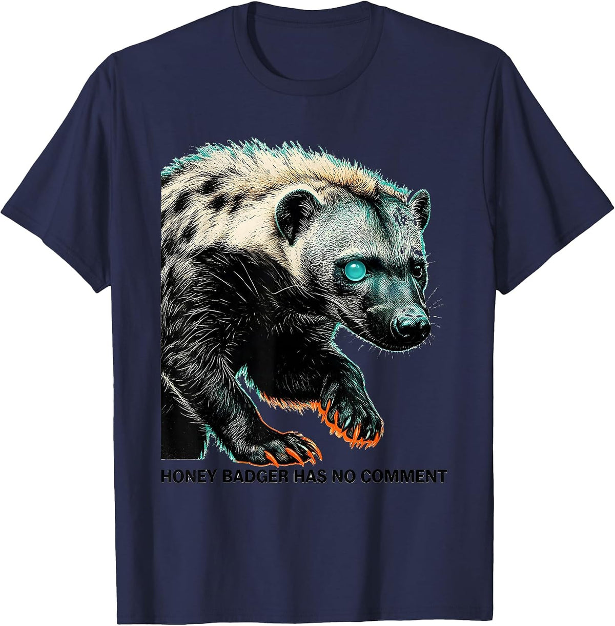 Men's Honey Badger Has No Comment Funny Animal Meme Sarcastic T-Shirt - Navy Blue