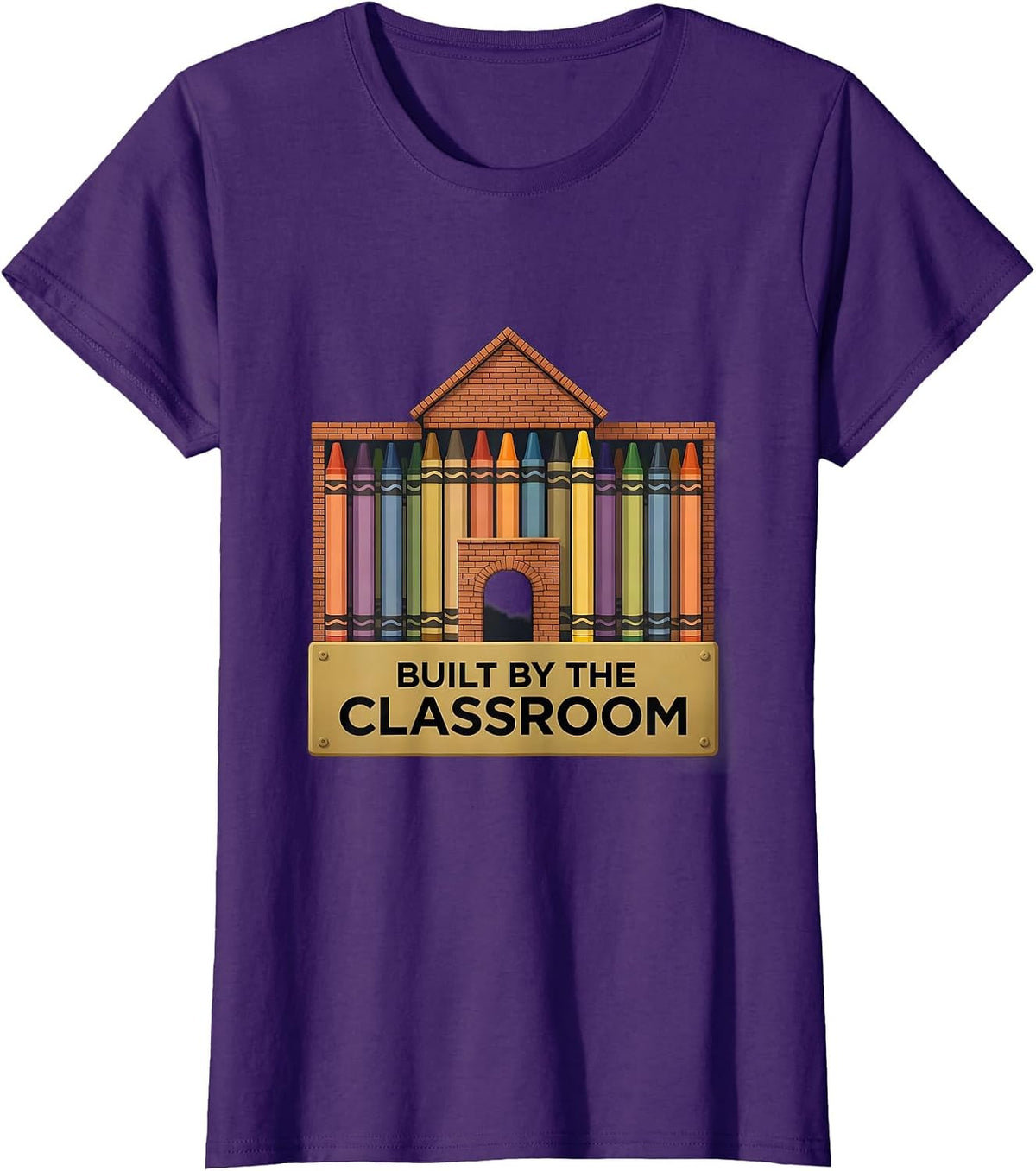 Women's Built by the Classroom 5th Grade Teacher Design T-Shirt - Purple