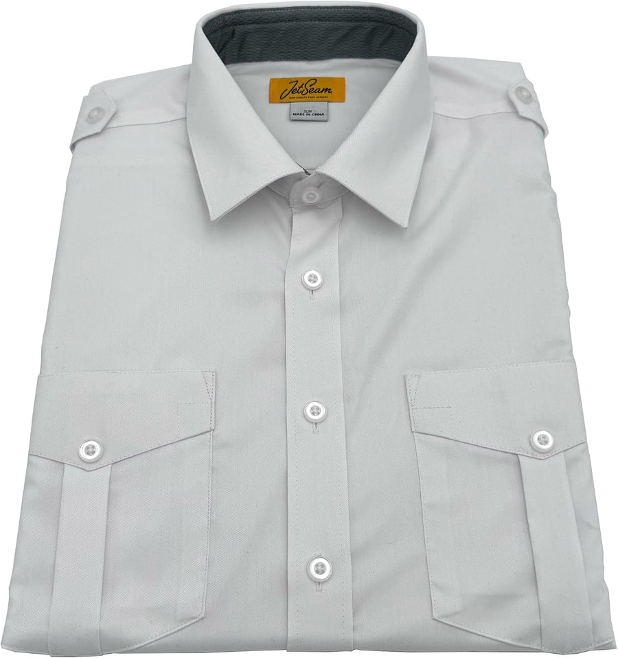 Men’s Pilot Shirt – Gold Label Slim Fit Aviator Shirt, Long Sleeve Stretch Fabric, Epaulette Tabs - As Pictured