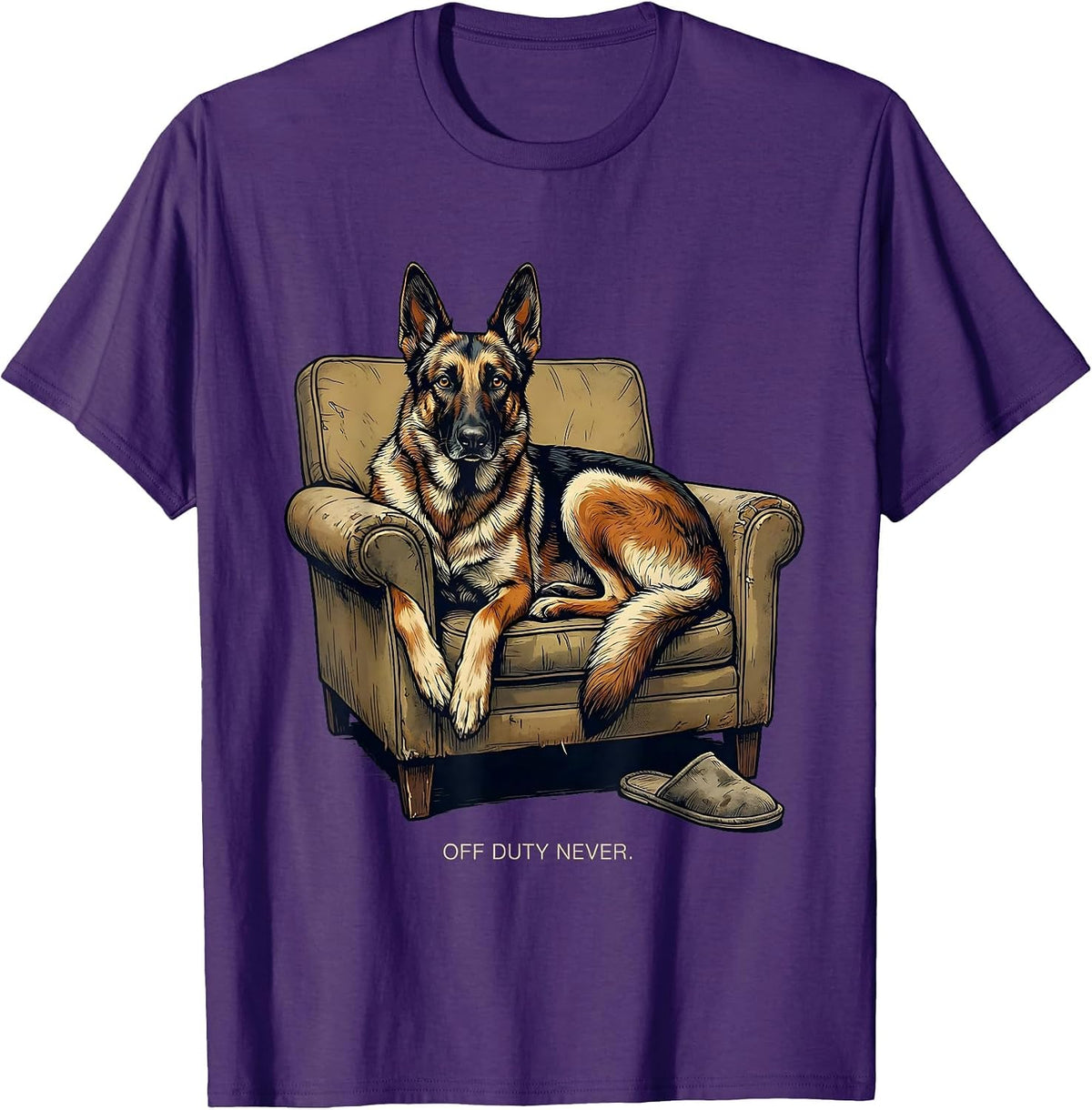 Off Duty Never Funny Belgian Malinois Dog Owner Humor T-Shirt - Purple
