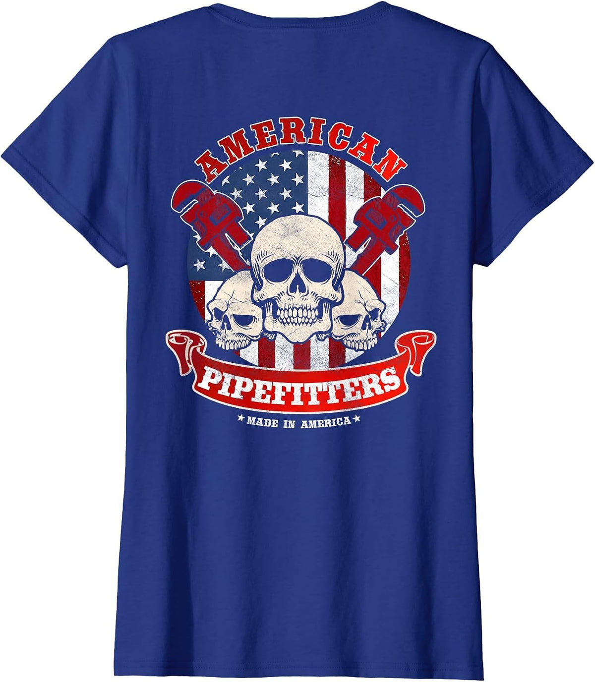 Pipefitter Gifts Funny Plumber Image On Back of Shirt T-Shirt - Royal Blue