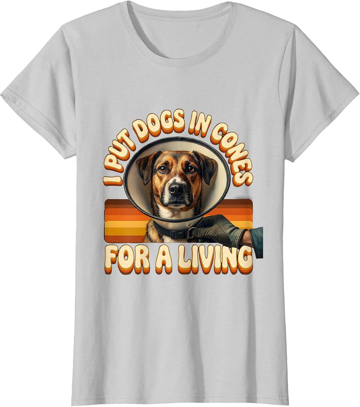 Women's I Put Dogs In Cones For A Living Funny Veterinarian Vet Tech T-Shirt - Silver Grey