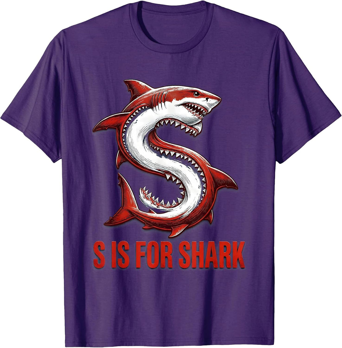 S Is For Shark Educational Alphabet Learning Kids Letters T-Shirt - Purple