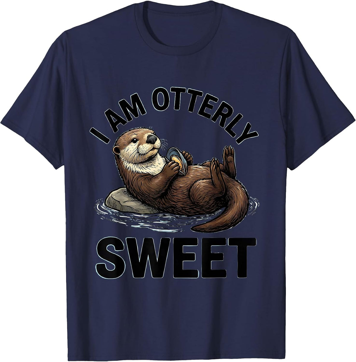 Men's I Am Otterly Sweet Funny Otter Lover Gift Cute Humor T-Shirt - Navy Blue