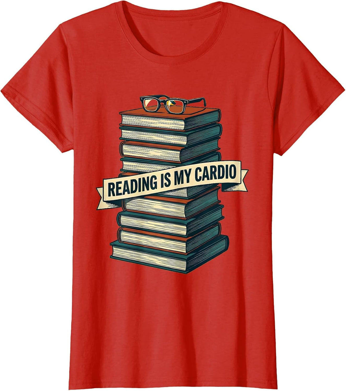 Women's Reading Is My Cardio English Teacher Design T-Shirt - Red