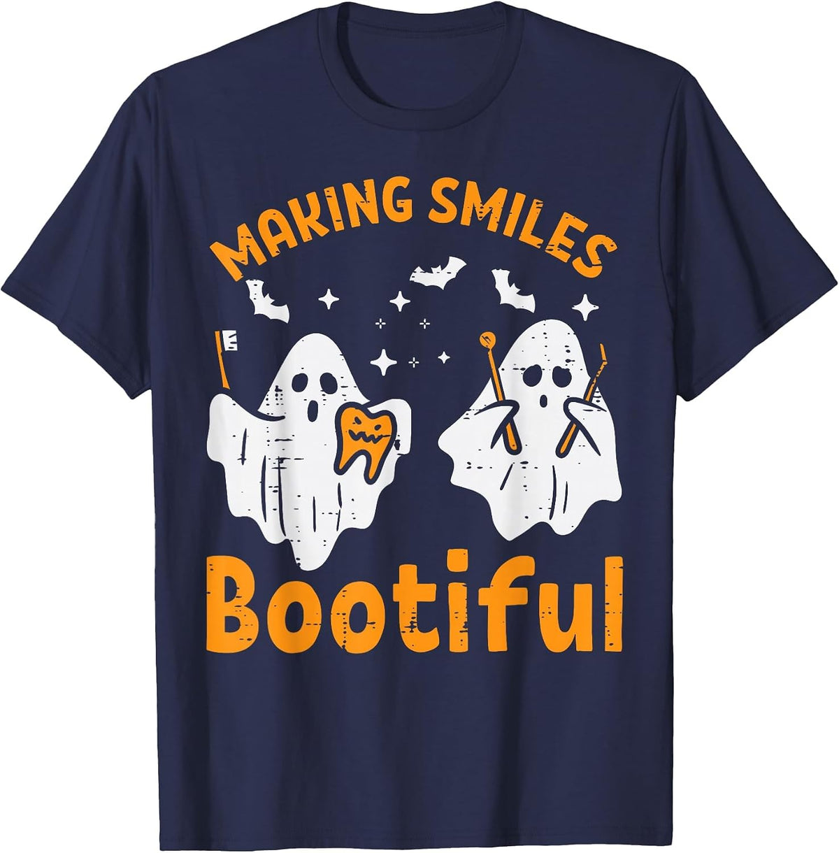 Halloween Dentist Smile Bootiful Dental Costume Men Women T-Shirt - Navy Blue