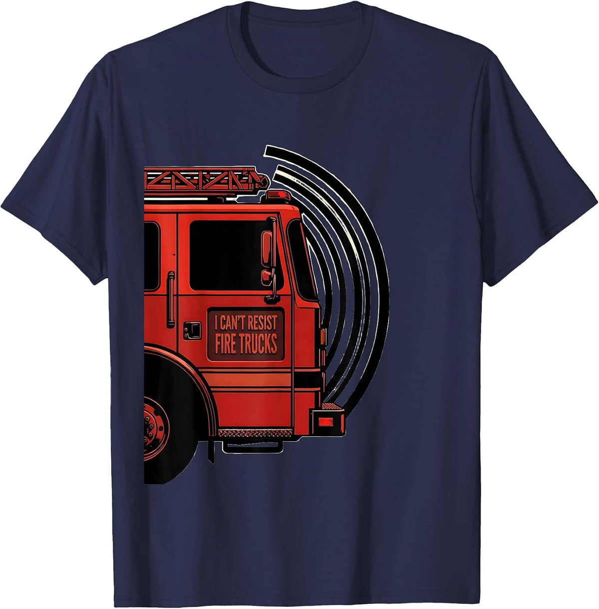 Men's I Can't Resist Fire Trucks Funny Firefighter Humor Gift T-Shirt - Navy Blue