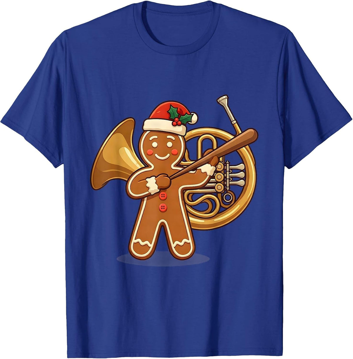 Gingerbread Music Teacher Cute Holiday Humor T-Shirt - Royal Blue