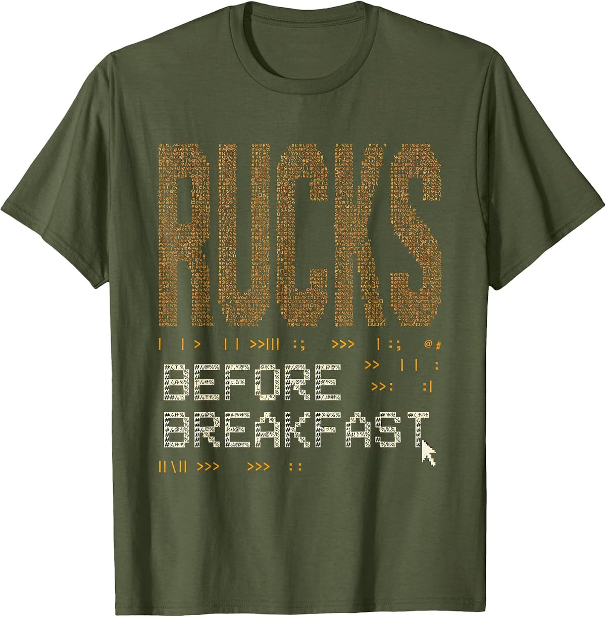 Rucks Before Breakfast Rugby Graphic Design T-Shirt - Olive Green