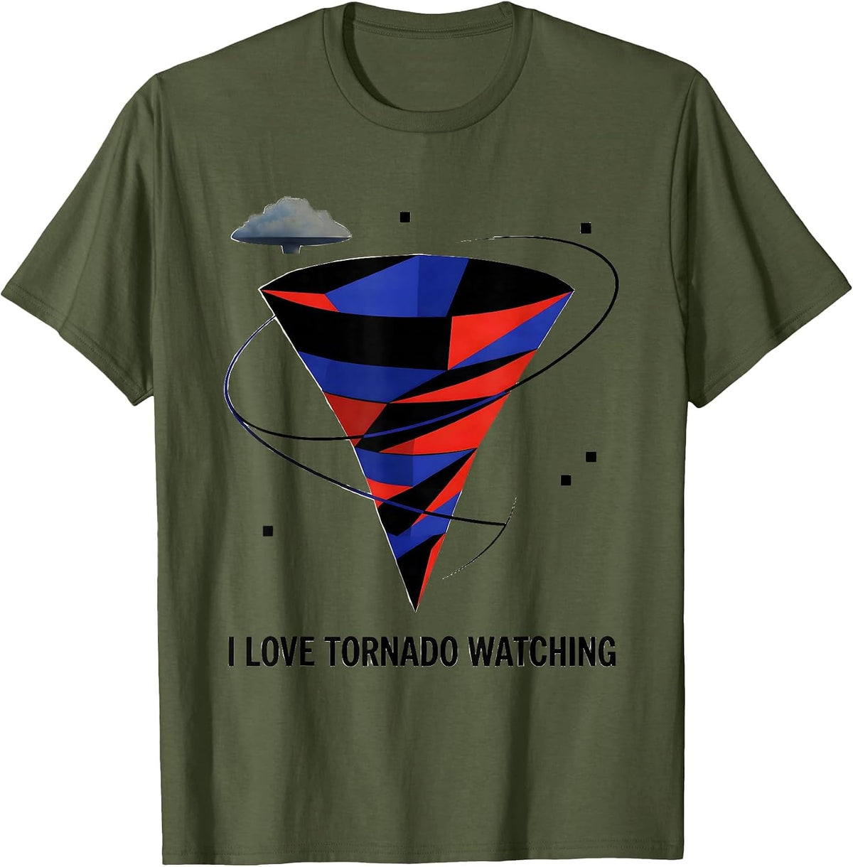 Men's I Love Tornado Watching Bauhaus Modernist Storm Chaser T-Shirt - Olive Green