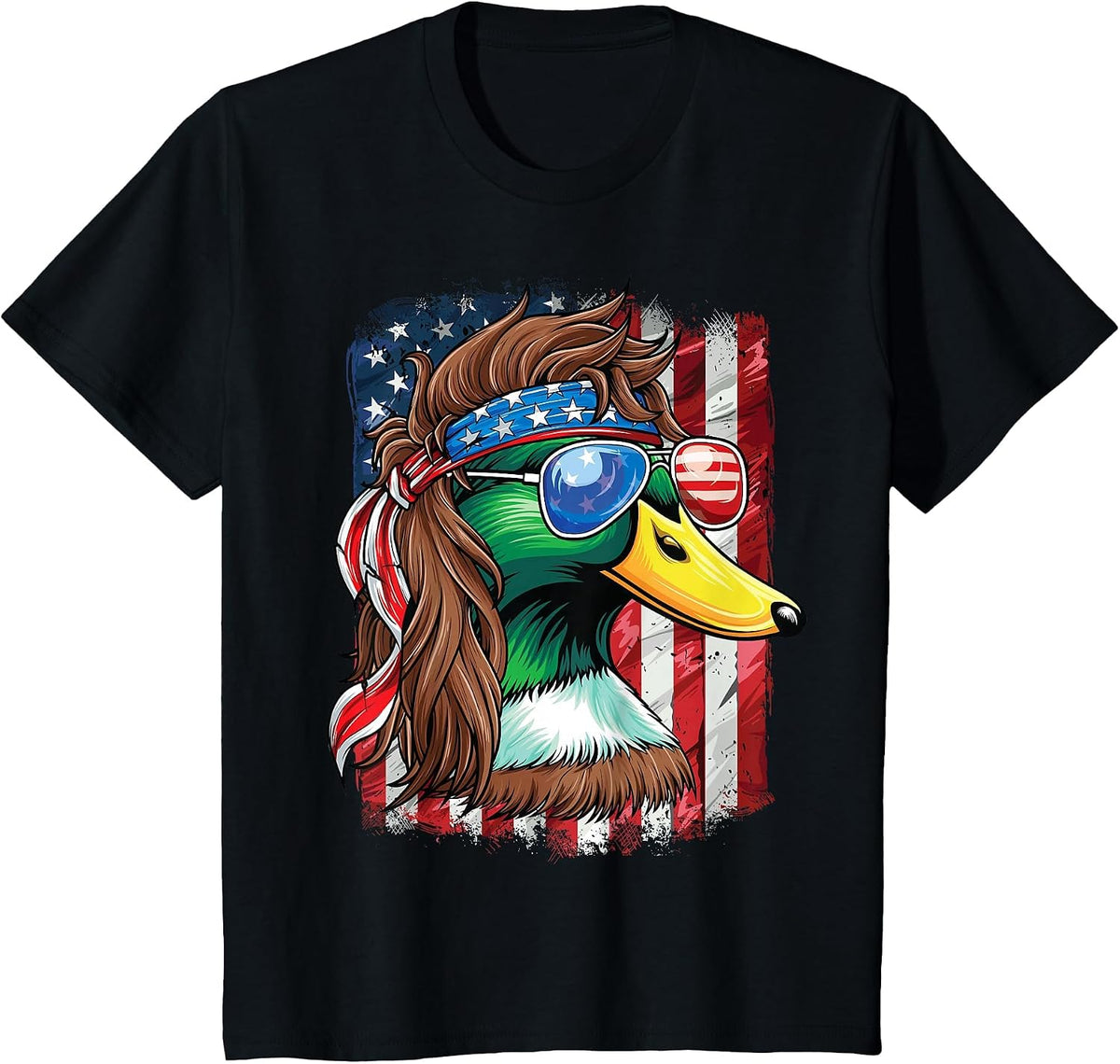 Duck Hunter American Flag Waterfowl Hunting T-Shirt - Black