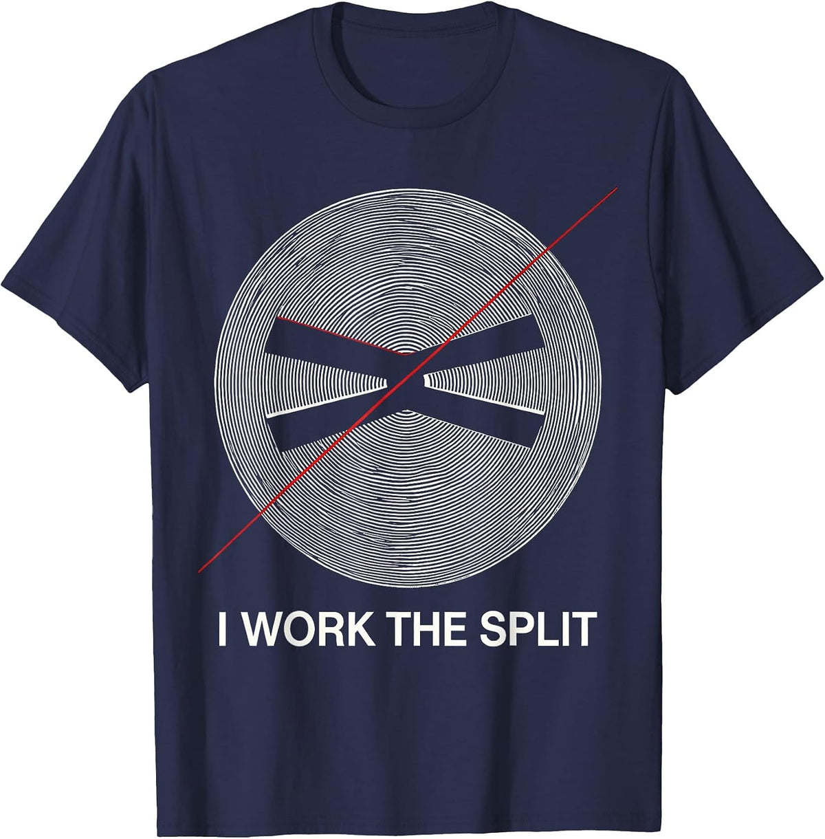 Men's I Work The Split Op Art Moire Ham Radio Operator Hobby Humor T-Shirt - Navy Blue