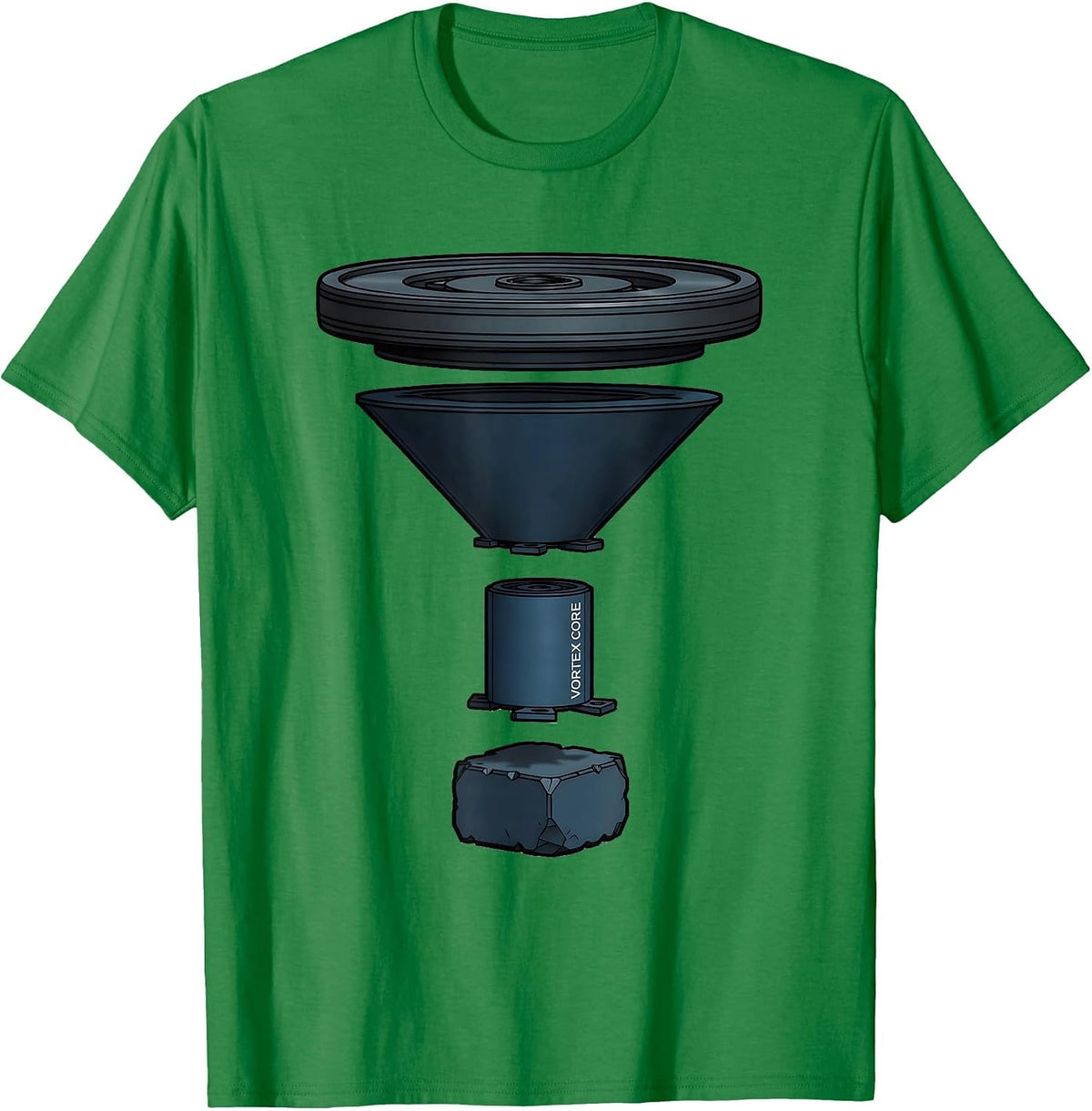 Men's Vortex Core Exploded View Technical Storm Chaser Tornado T-Shirt - Kelly Green
