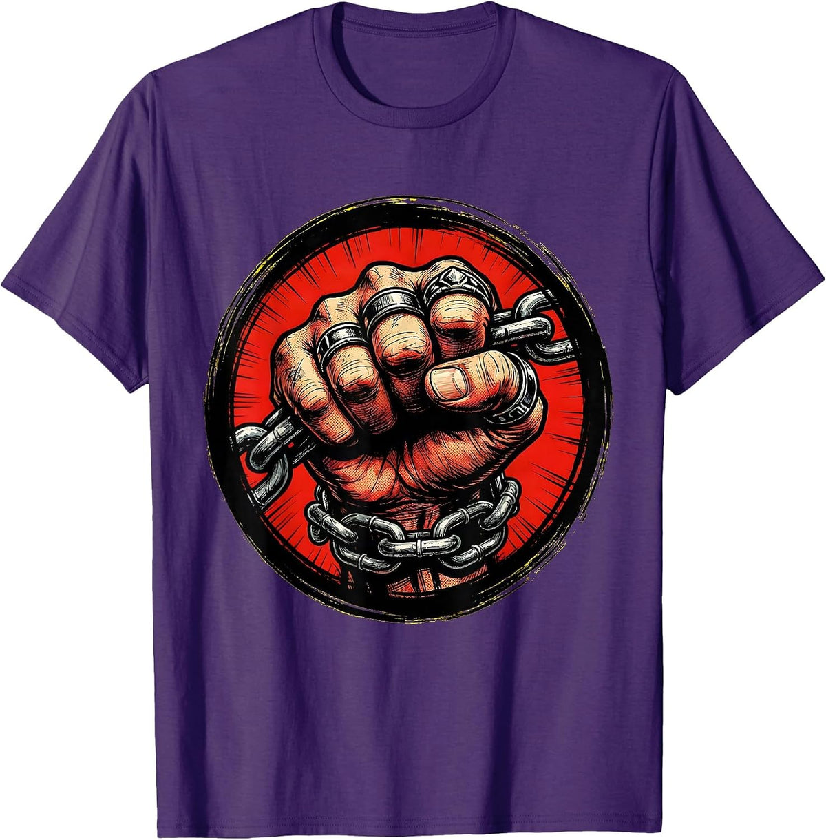 Punk Knuckle Rings Chain Grip Graphic Design T-Shirt - Purple
