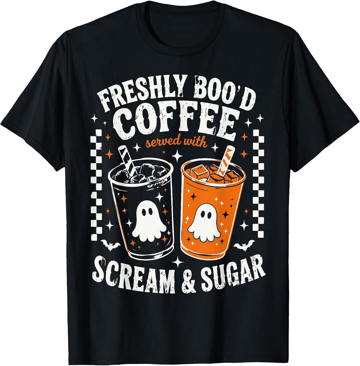 Halloween Freshly Boo'd Coffee Lover Vintage Halloween T-Shirt - Black