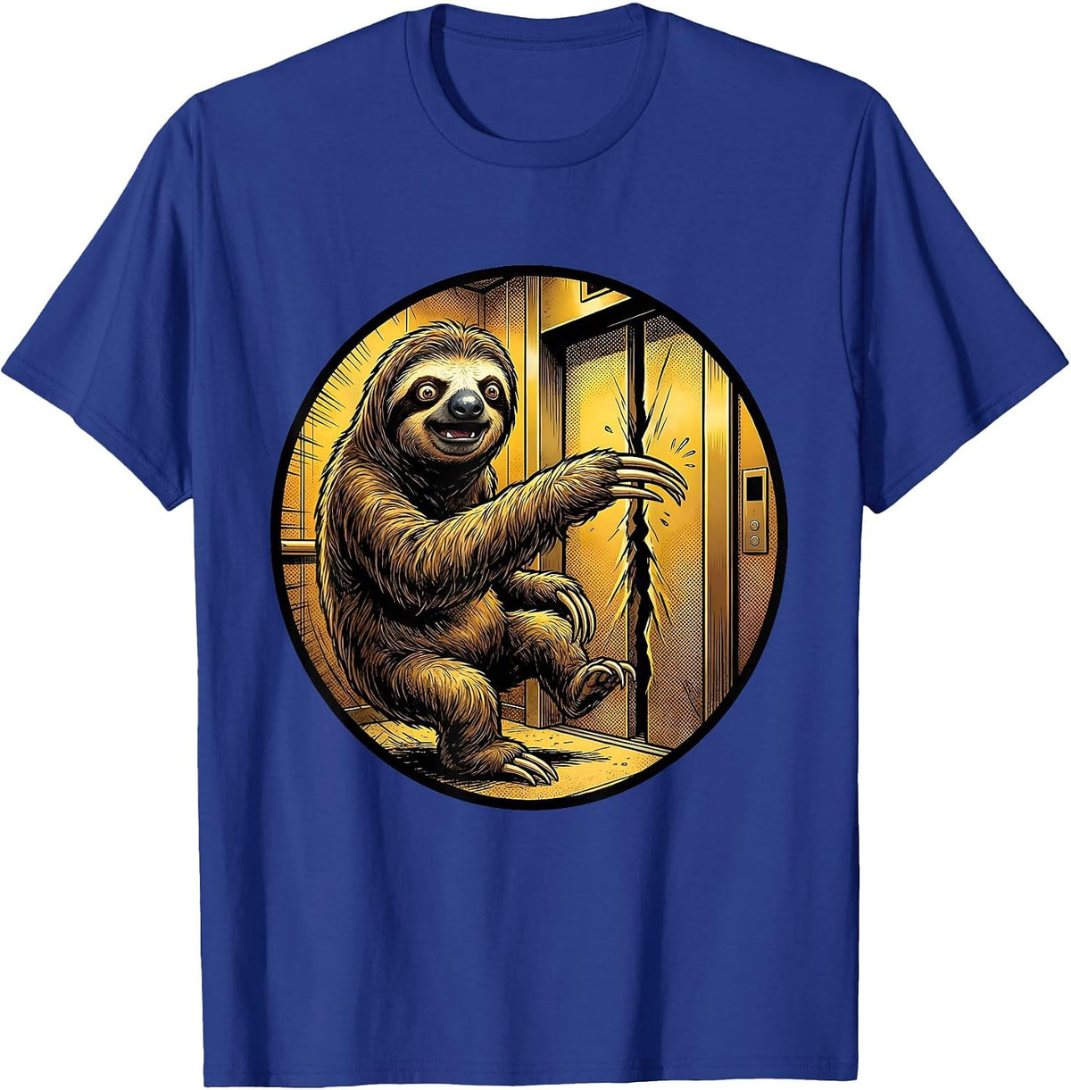 Funny Sloth Missing Elevator by One Second T-Shirt - Royal Blue