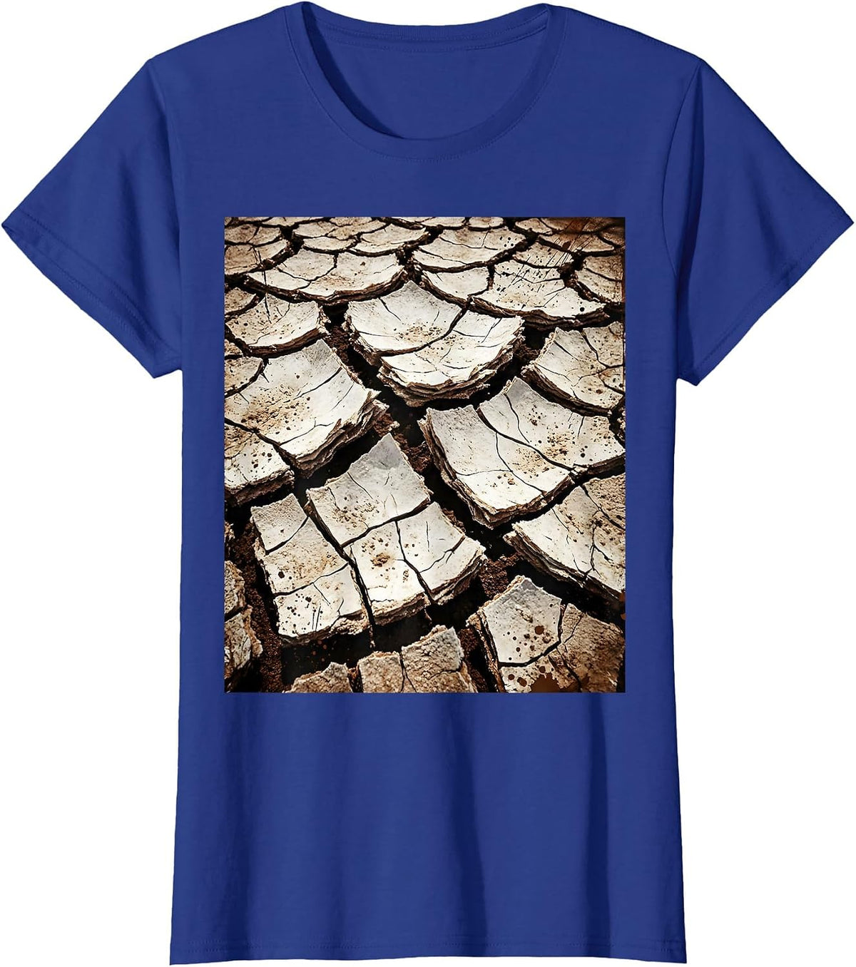 Women's Salty Earth Cracked Salt Flat Desert Graphic T-Shirt - Royal Blue