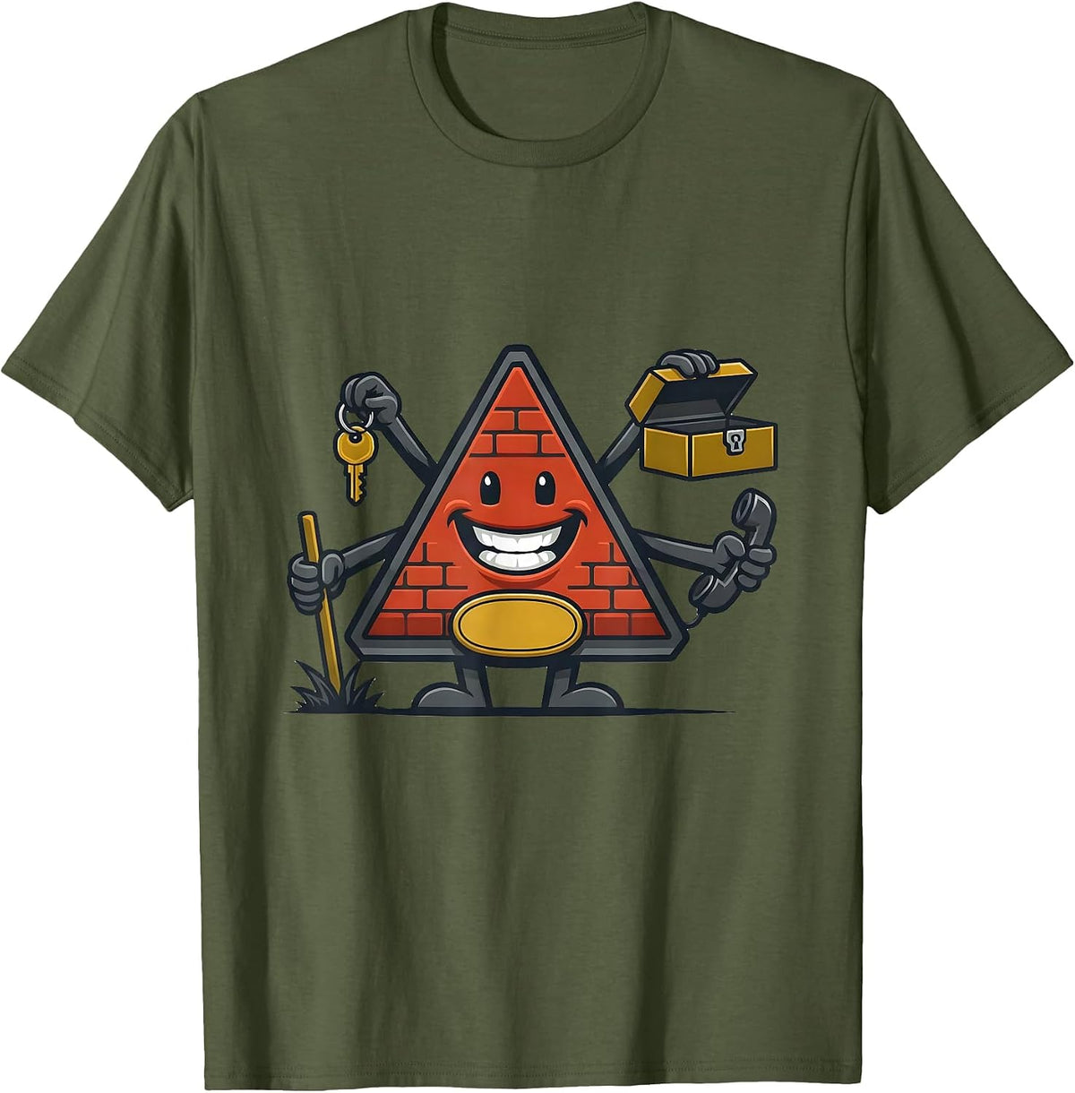 Triangular Roof Mascot Realtor Humor Real Estate Agent Gift T-Shirt - Olive Green