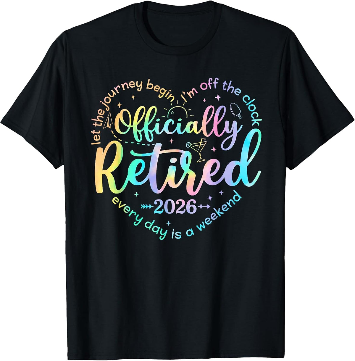 Retro Officially Retired 2026 Heart Funny Retirement Women T-Shirt - Black