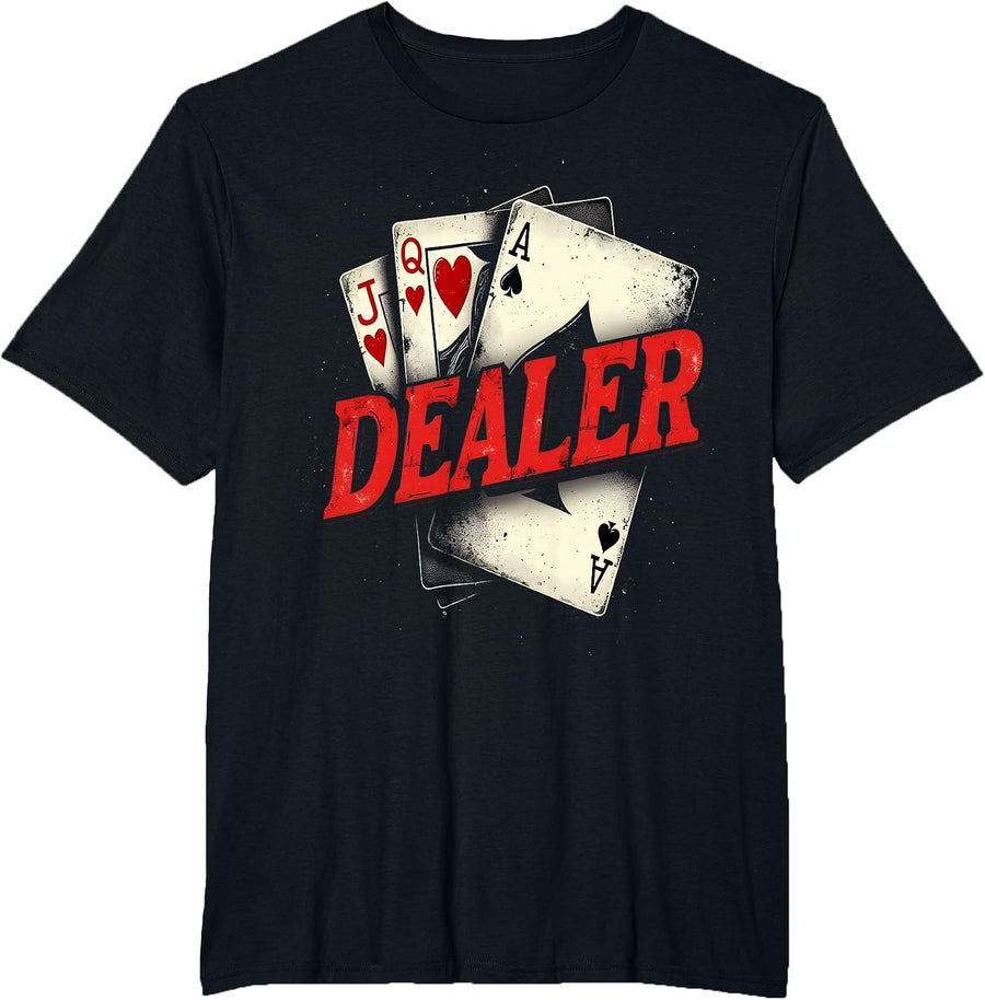 Dealer Playing Cards Poker Casino T-Shirt - Black