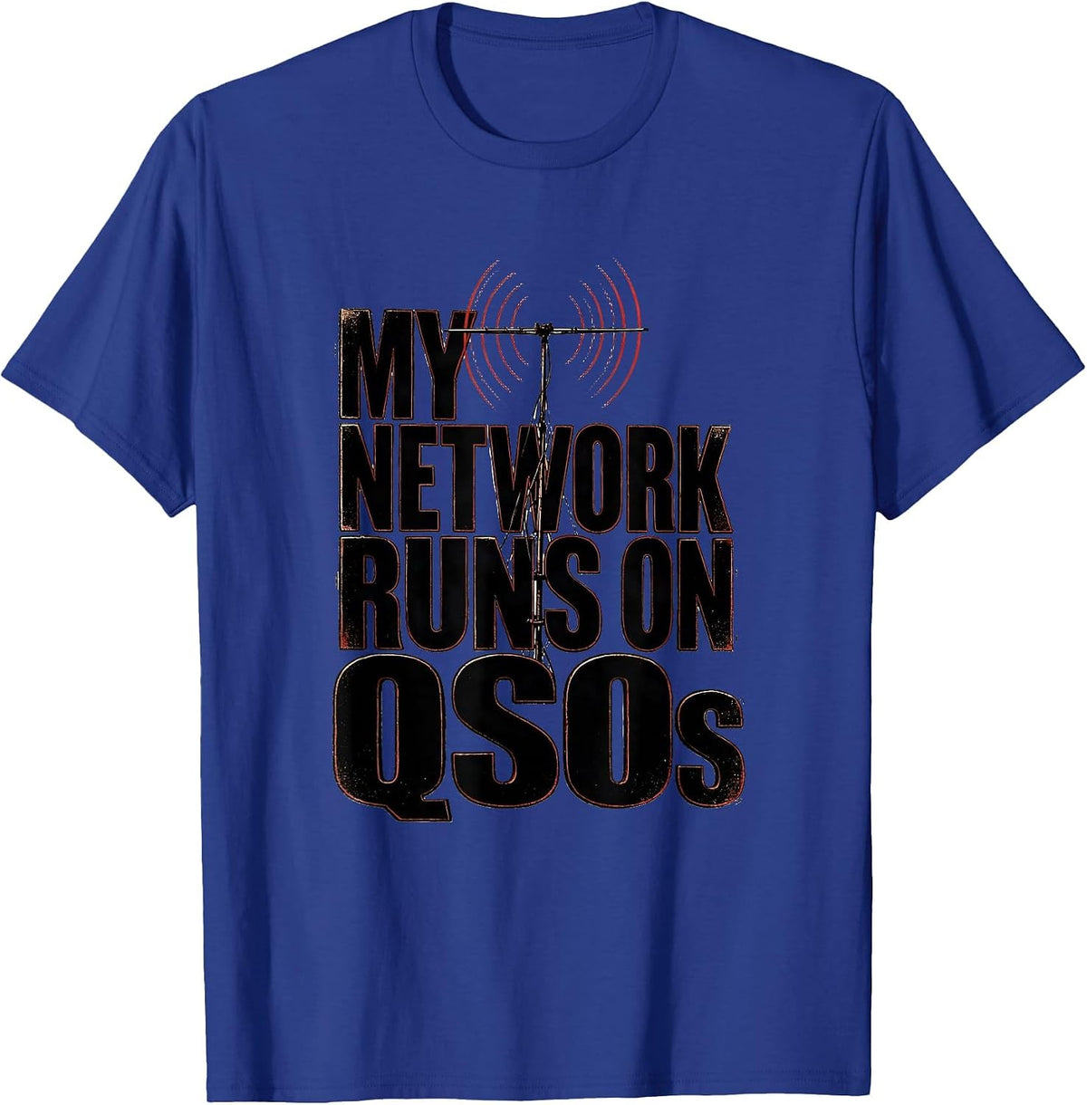 Men's My Network Runs On QSOs Funny Ham Radio Operator Hobbyist T-Shirt - Royal Blue