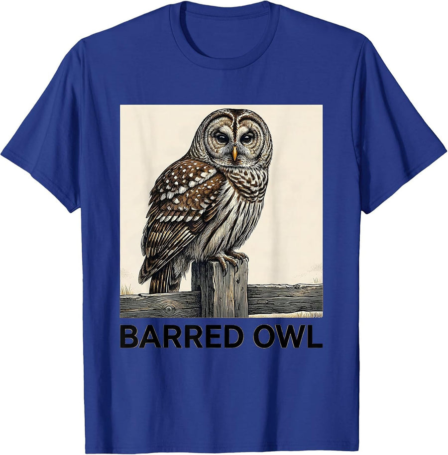 Barred Owl Funny Owl Lover Birdwatcher Vintage Retro T-Shirt - Royal Blue