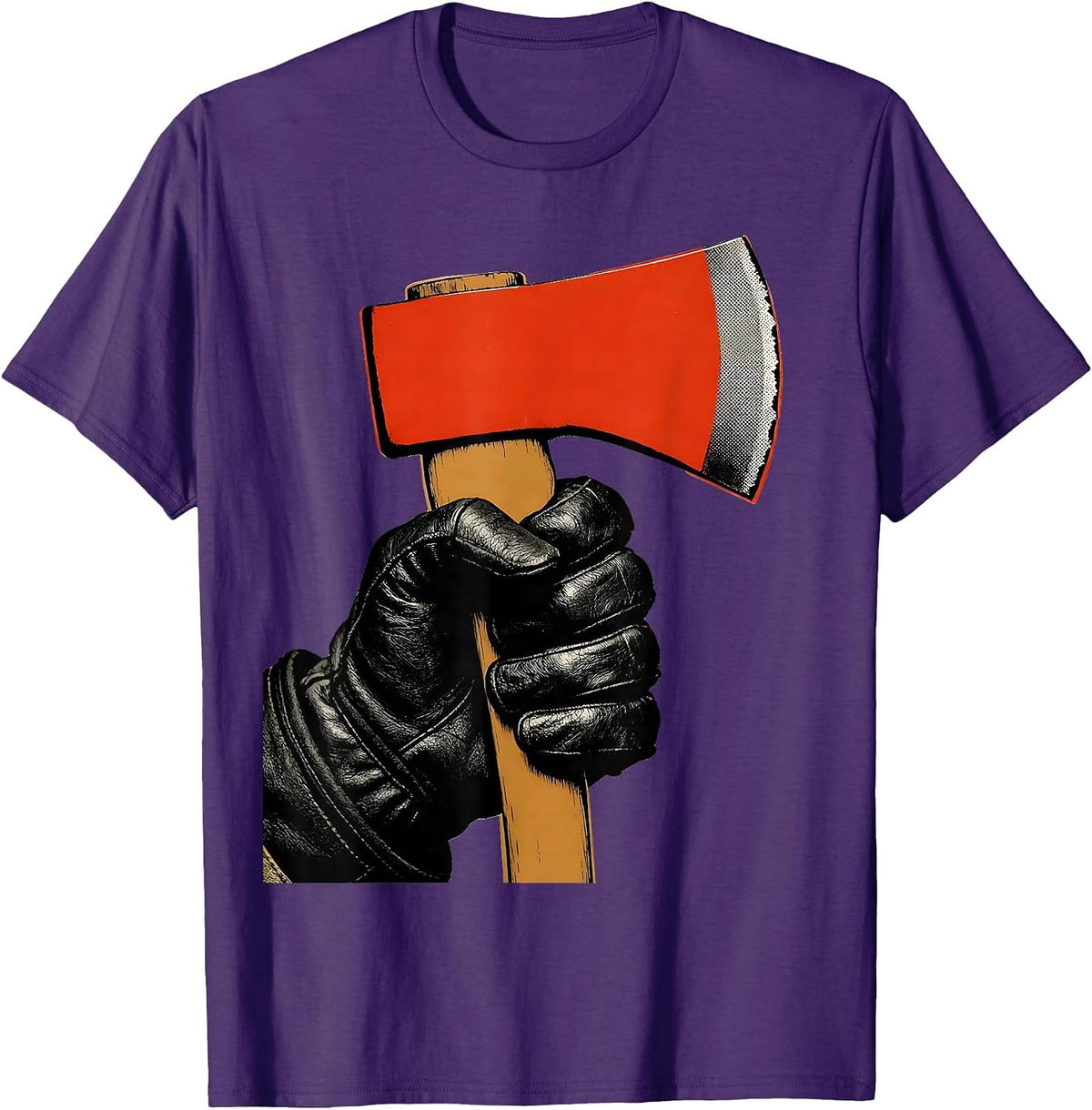 Firefighter Axe Grip Graphic Tee T-Shirt - Purple