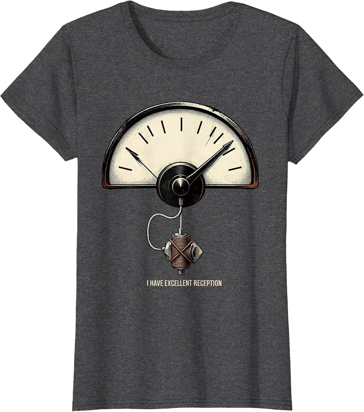 Women's I Have Excellent Reception Distressed Funny Ham Radio T-Shirt - Dark Heather Grey
