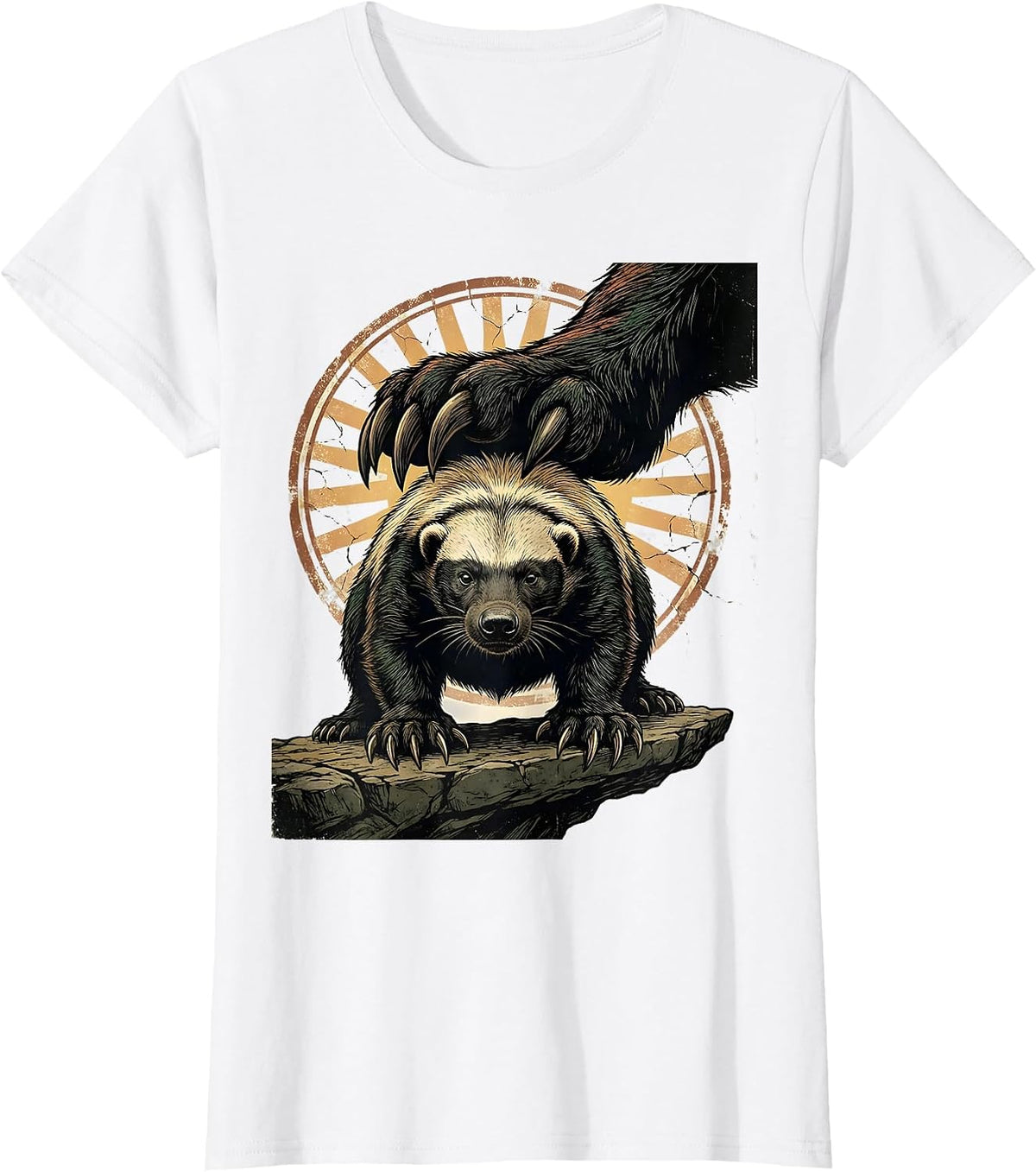 Honey Badger Vintage Animal Humor Meme Lover T-Shirt - White