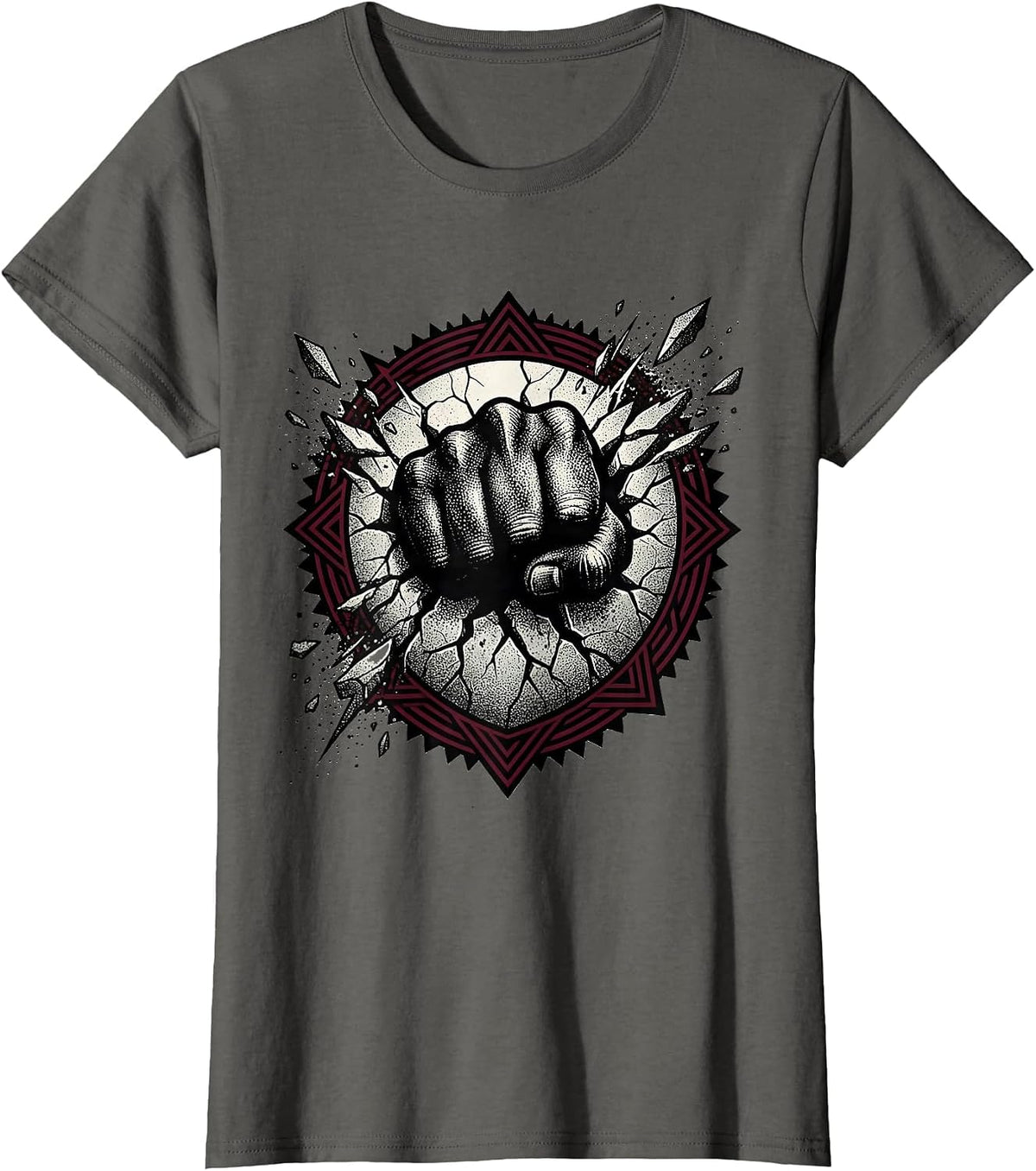 Women's Rock Fist Through Cracked Concrete Graphic T-Shirt - Asphalt Grey