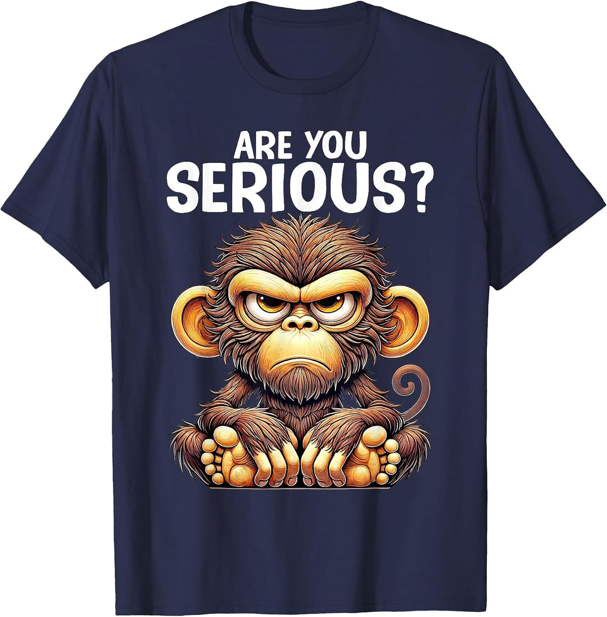 Humor are You Serious Grumpy Funny Monkey Meme T-Shirt - Navy Blue