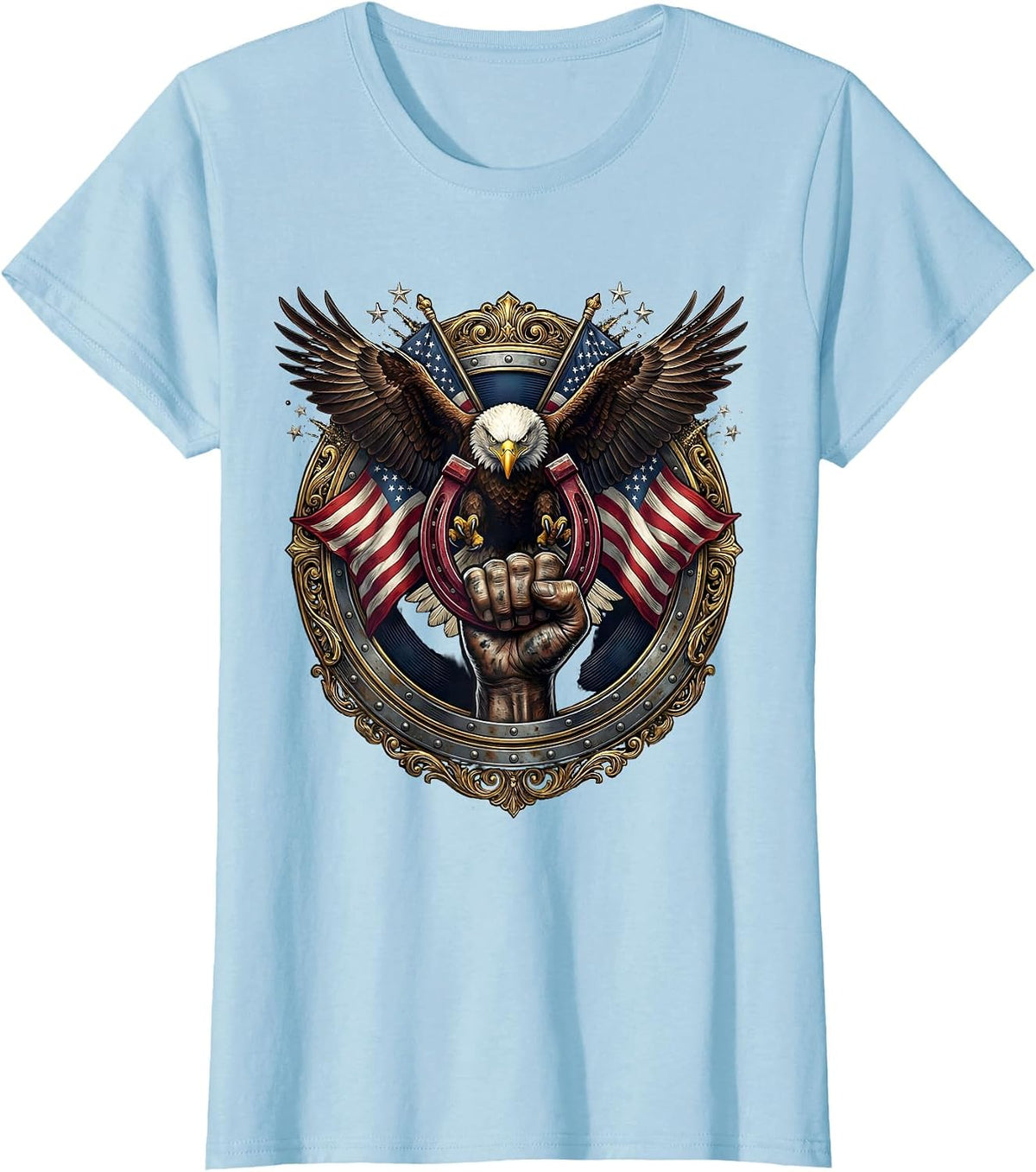 Valley Forge Automotive Mechanic Horseshoe Graphic T-Shirt - Baby Blue