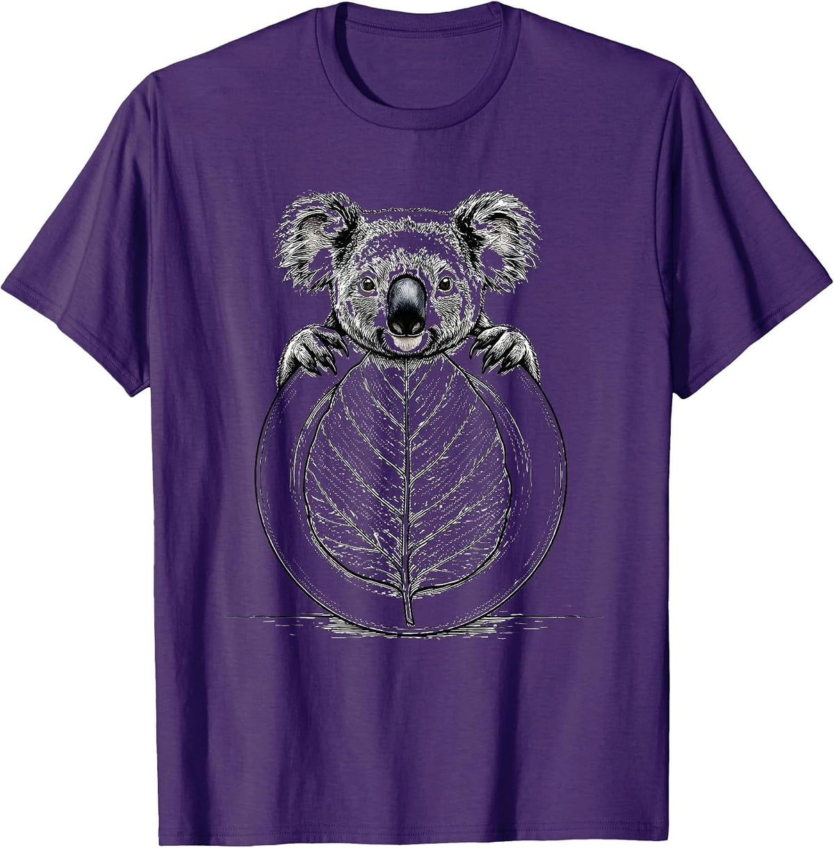 Men's Koala Leaf Grip Funny Animal Lover Humor T-Shirt - Purple