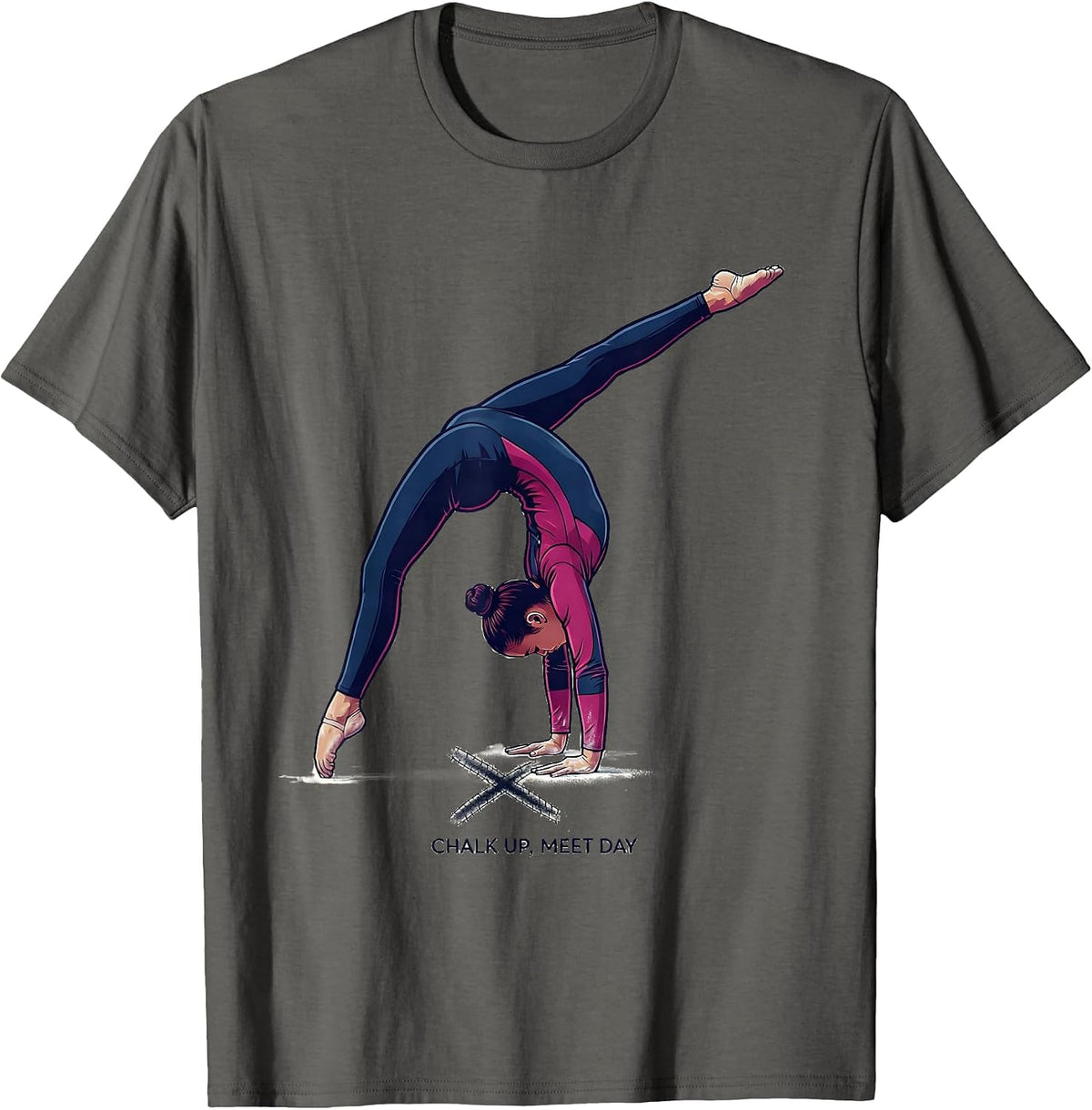Chalk Up Meet Day Funny Gymnastics Gift for Girls Kids Women T-Shirt - Asphalt Grey
