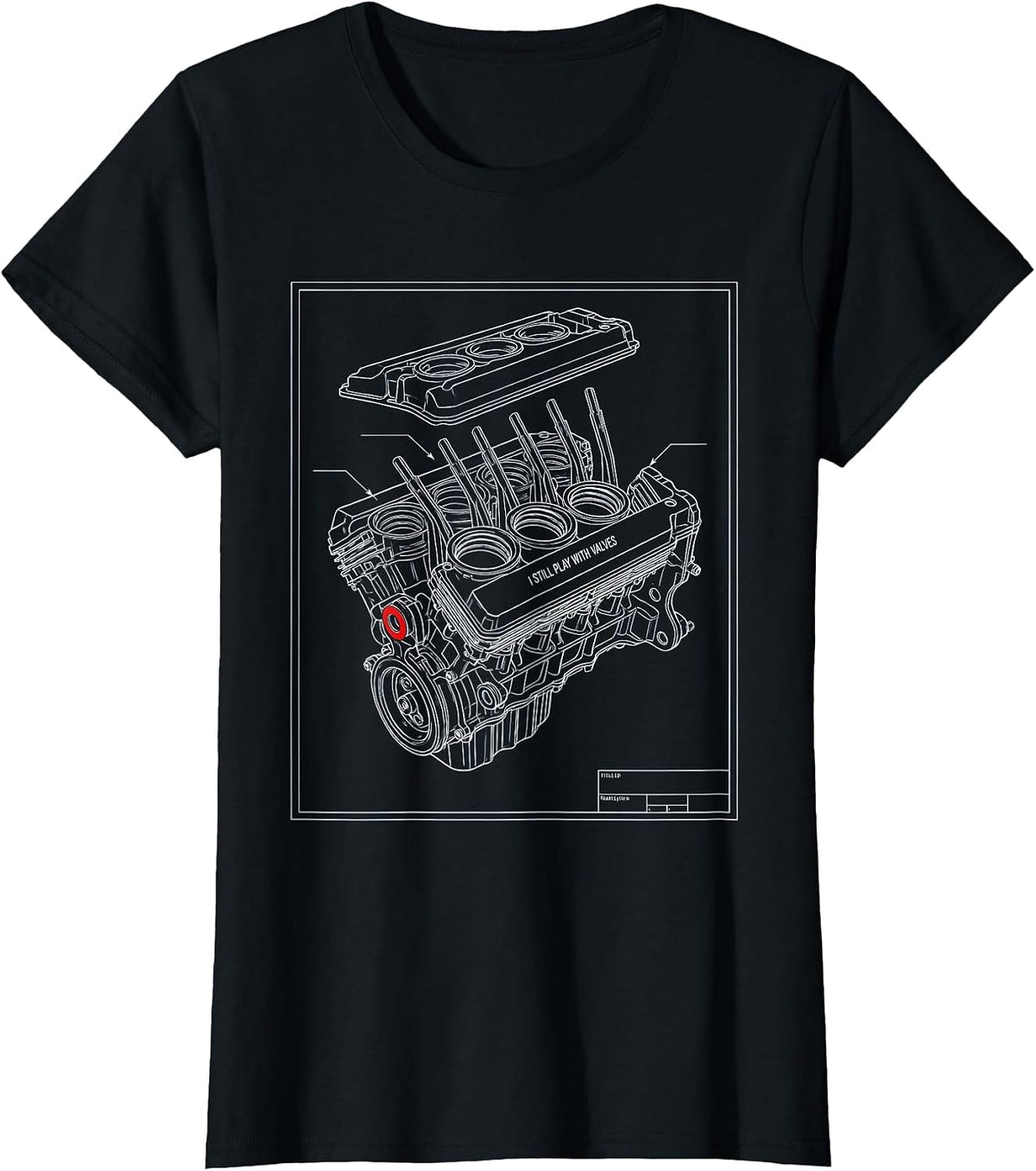 I Still Play With Valves Technical Blueprint Mechanic Engine T-Shirt - Black