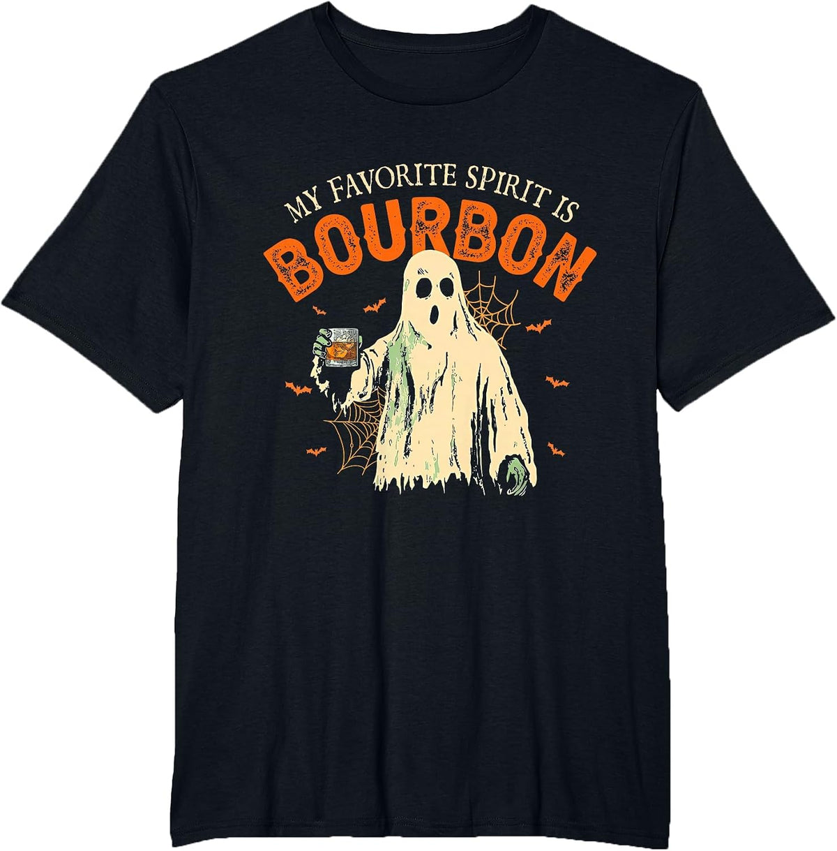 My Favorite Spirit is Bourbon Funny Ghost Halloween Costume T-Shirt - Black