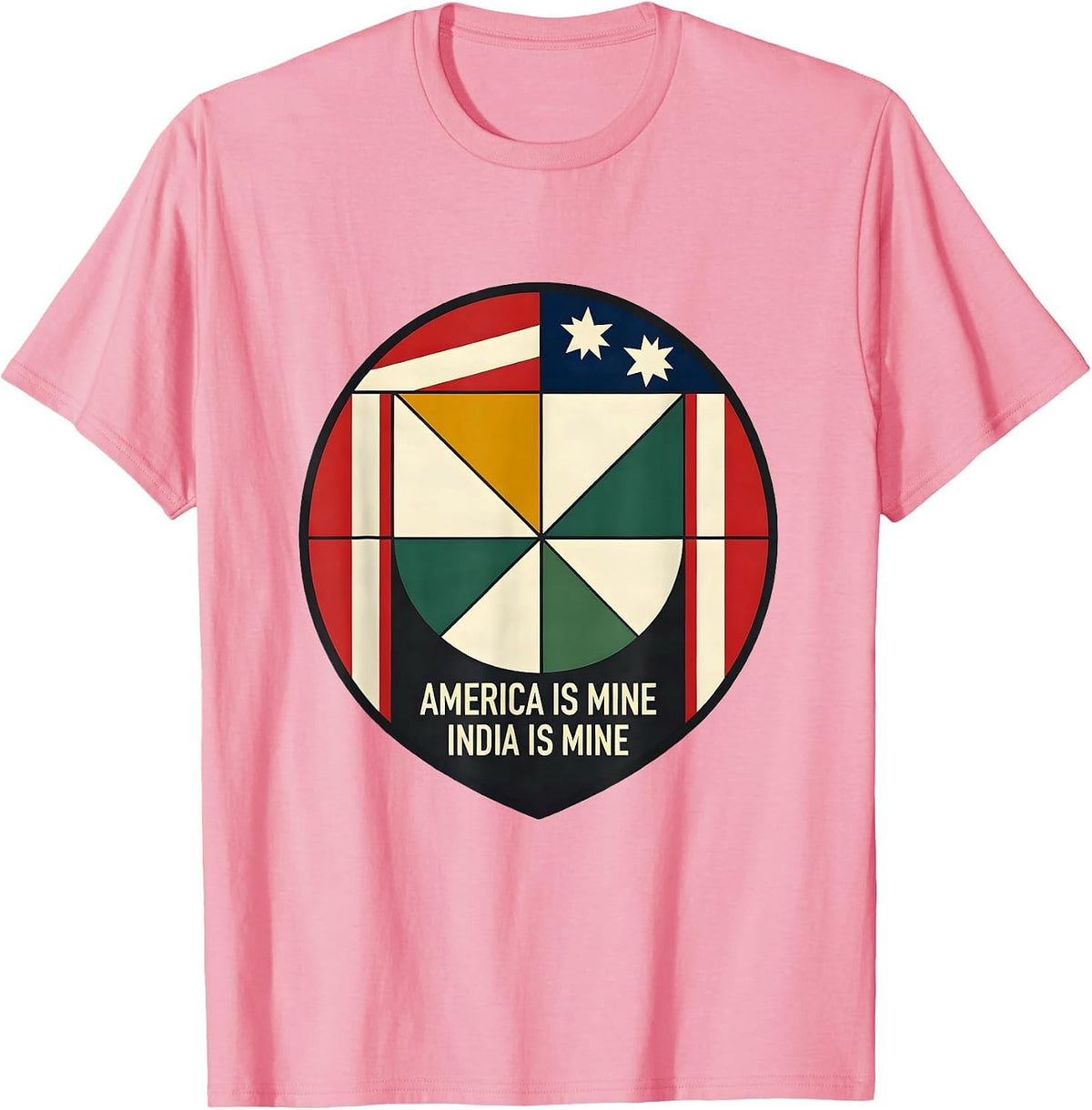 Men's America Is Mine, India Is Mine Patriotic Dual Heritage Pride T-Shirt - Pink