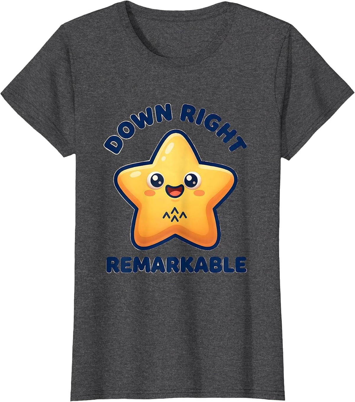 Women's Down Right Remarkable Cute Kawaii Down Syndrome Awareness T-Shirt - Dark Heather Grey