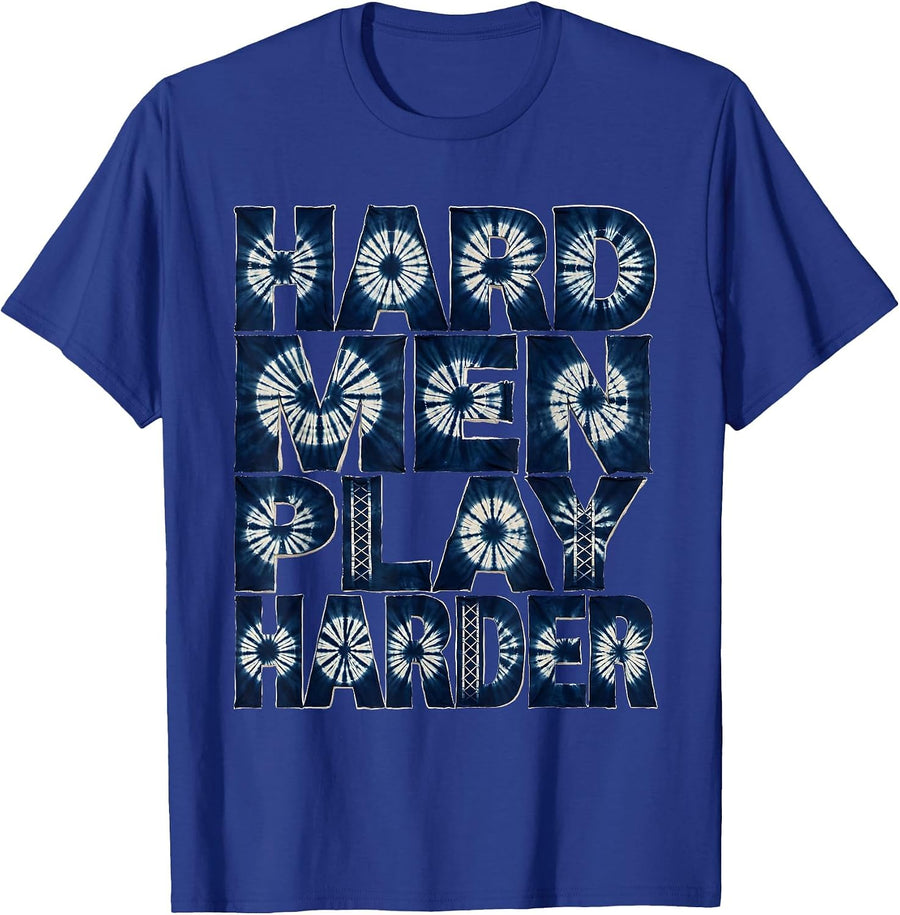 Hard Men Play Harder Rugby Graphic Design T-Shirt - Royal Blue