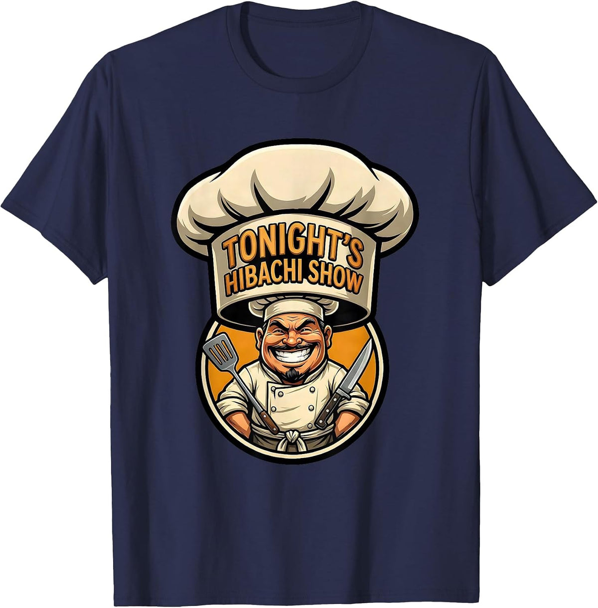 Men's Tonight's Hibachi Show Funny Chef Halloween Costume T-Shirt - Navy Blue